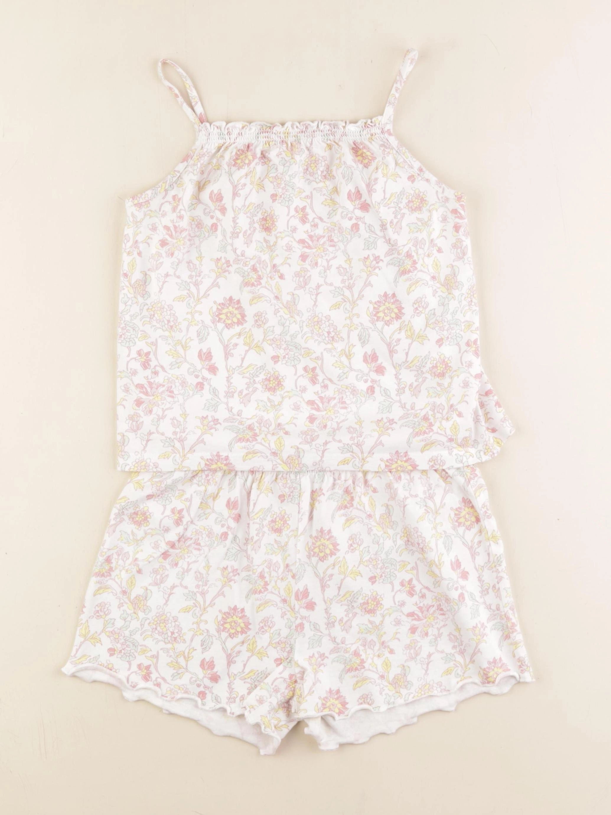 Mango - pyjama coton blanc, rose - 4/5 ans