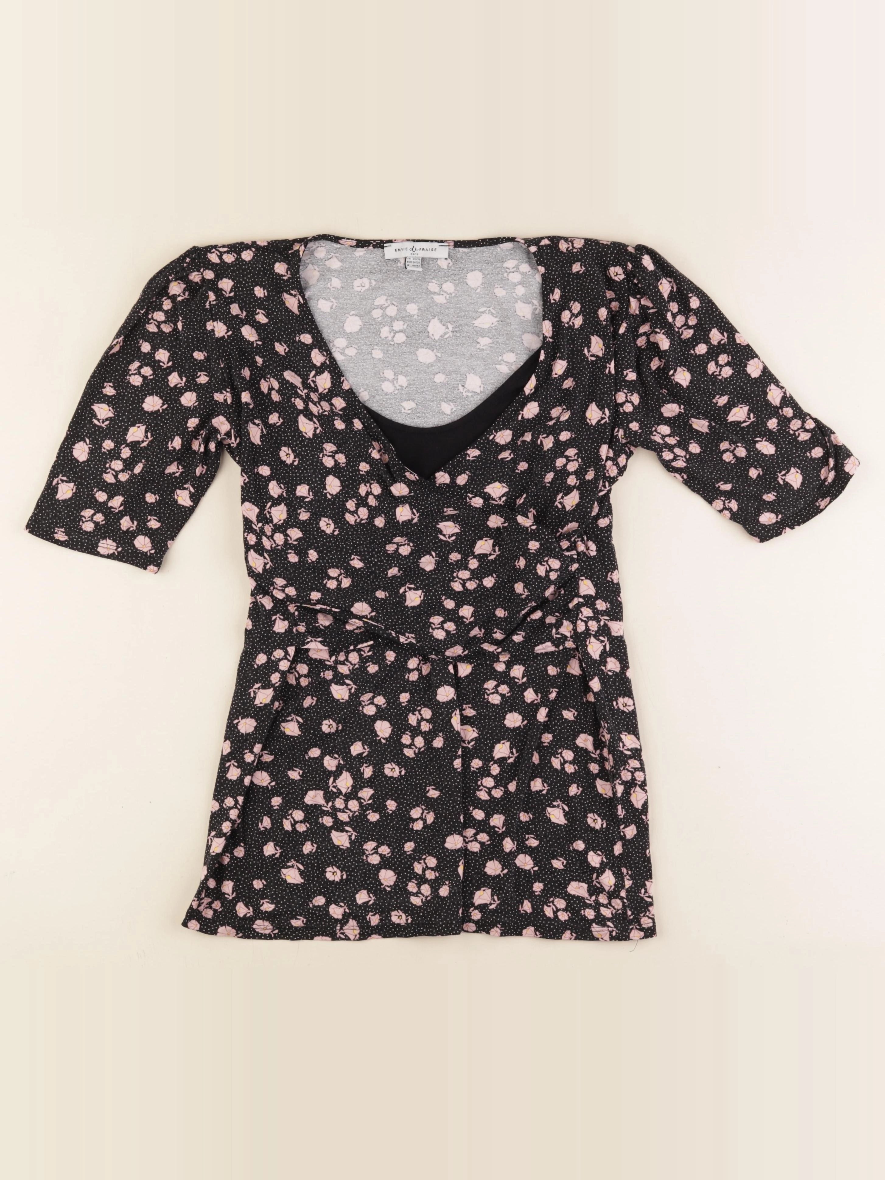 Envie de fraise - tee-shirt allaitement noir, rose - 36 à 38