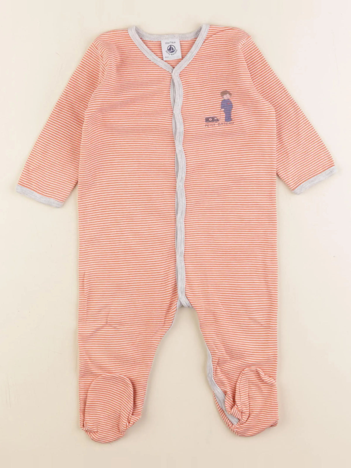 Petit Bateau - pyjama coton orange - 12 mois
