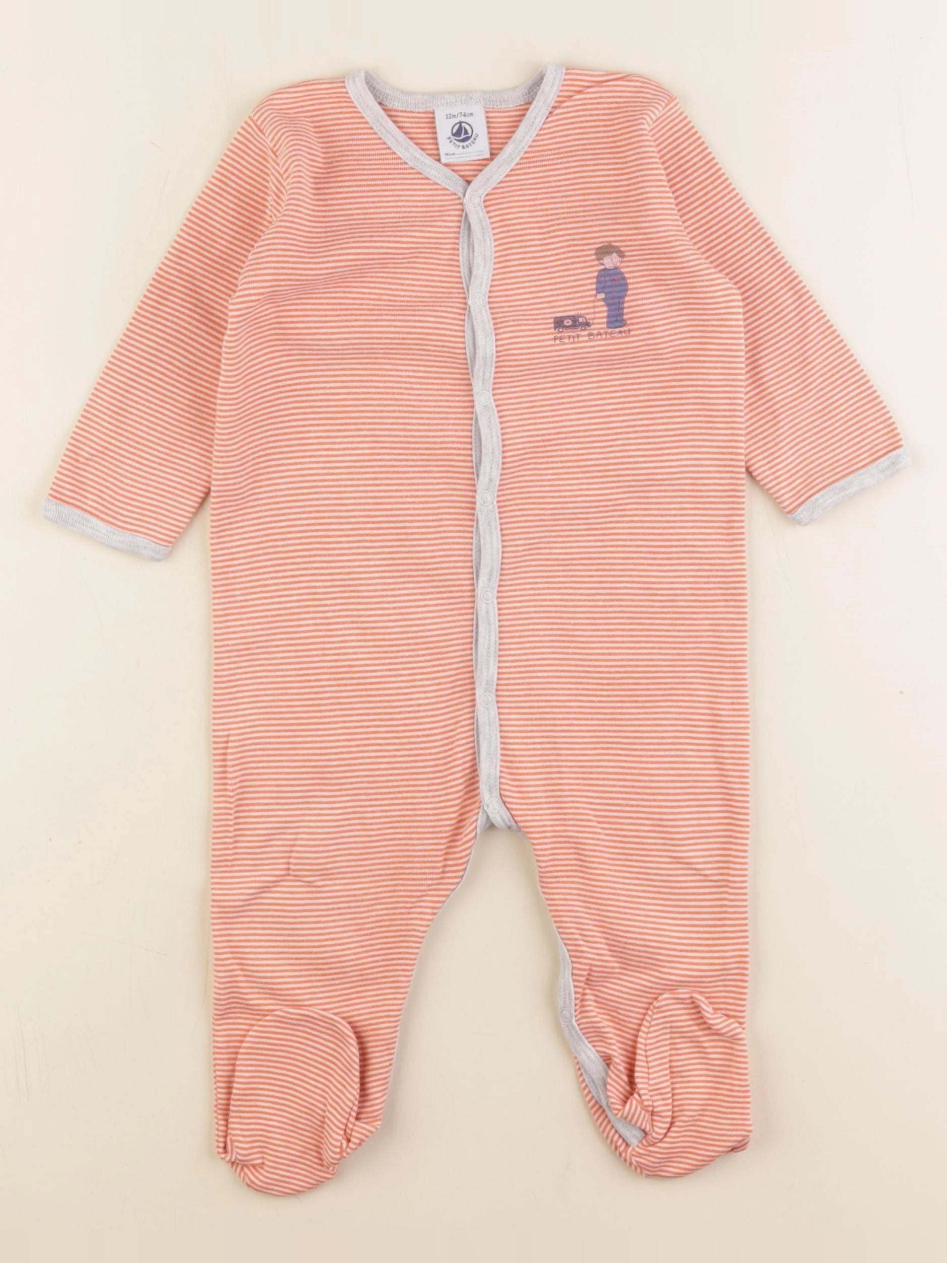 Petit Bateau - pyjama coton orange - 12 mois