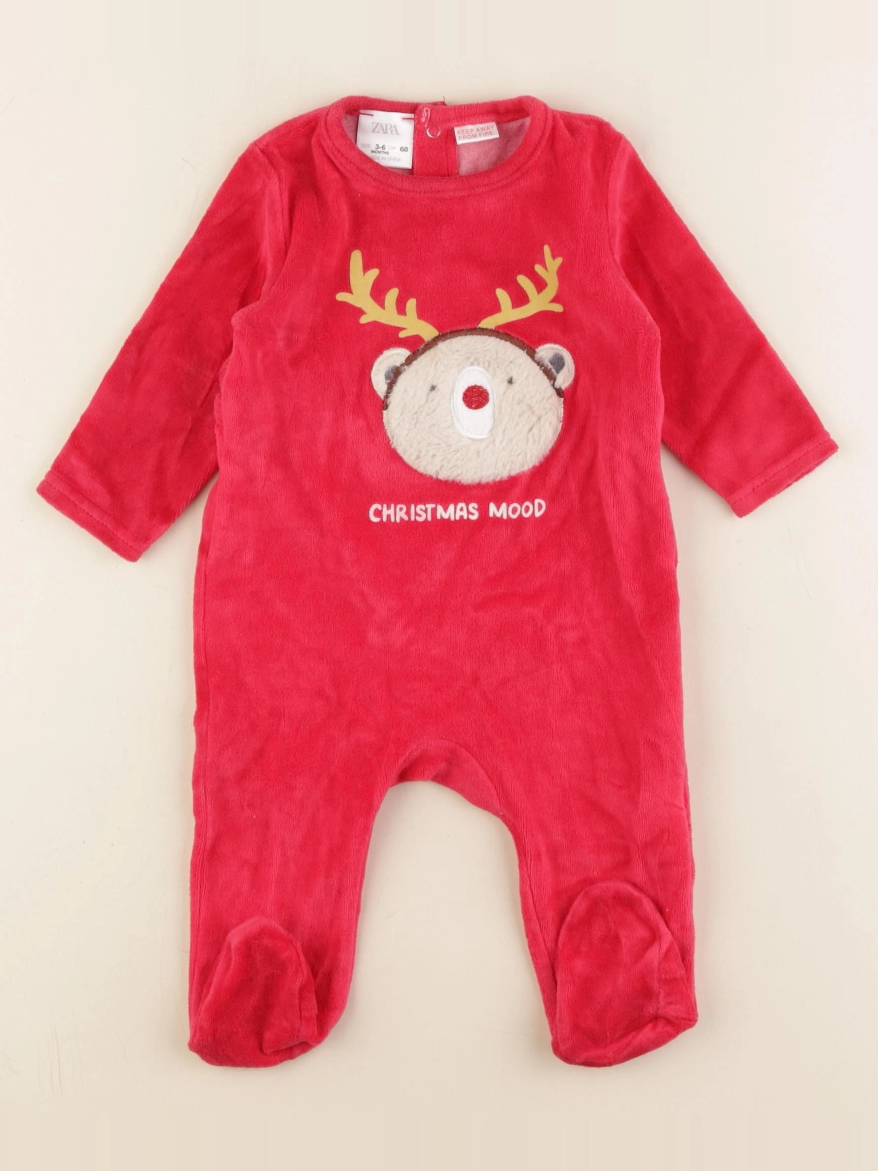 Zara - pyjama velours rouge - 3/6 mois