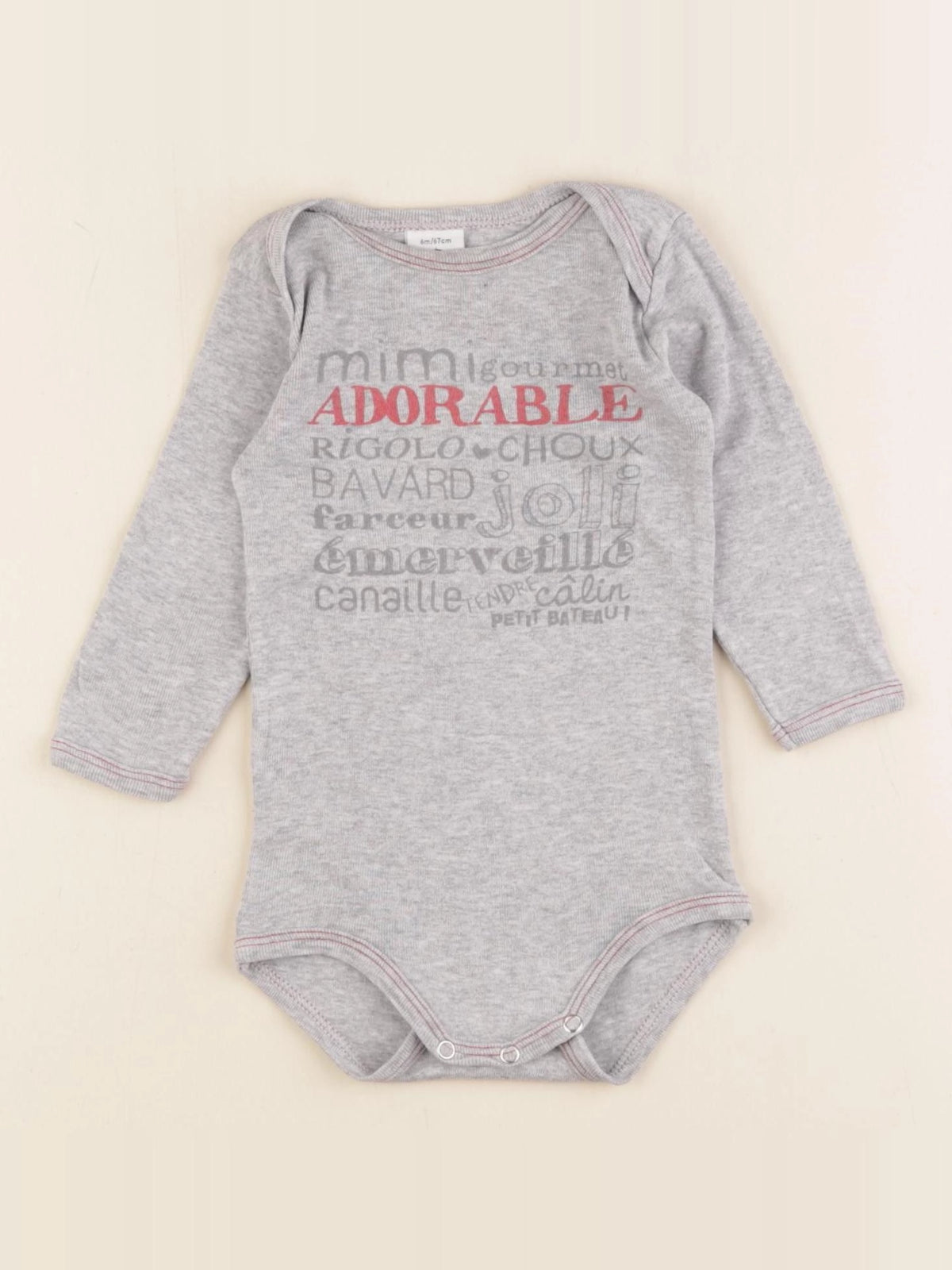 Petit Bateau - body gris - 6 mois