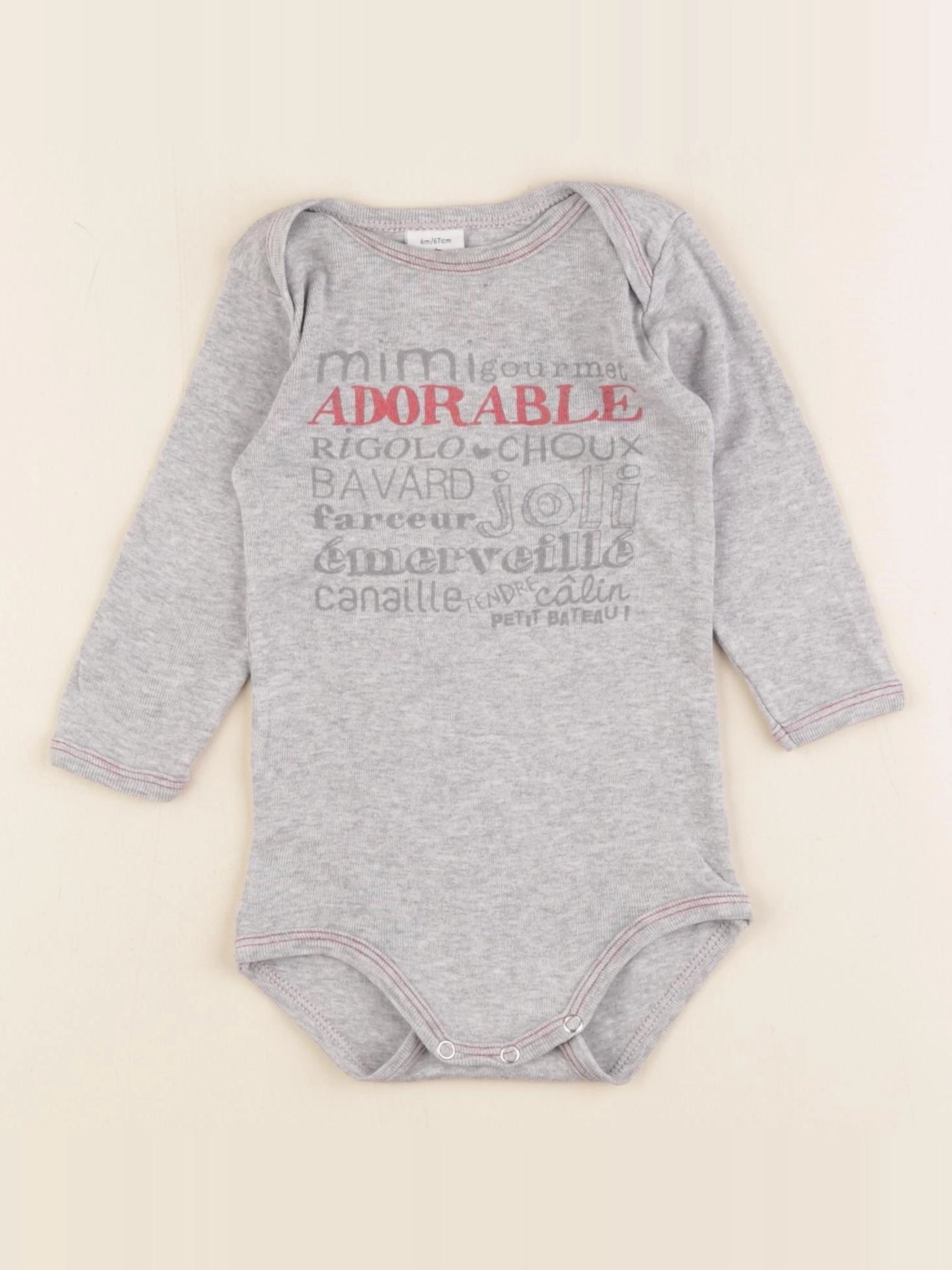 Petit Bateau - body gris - 6 mois