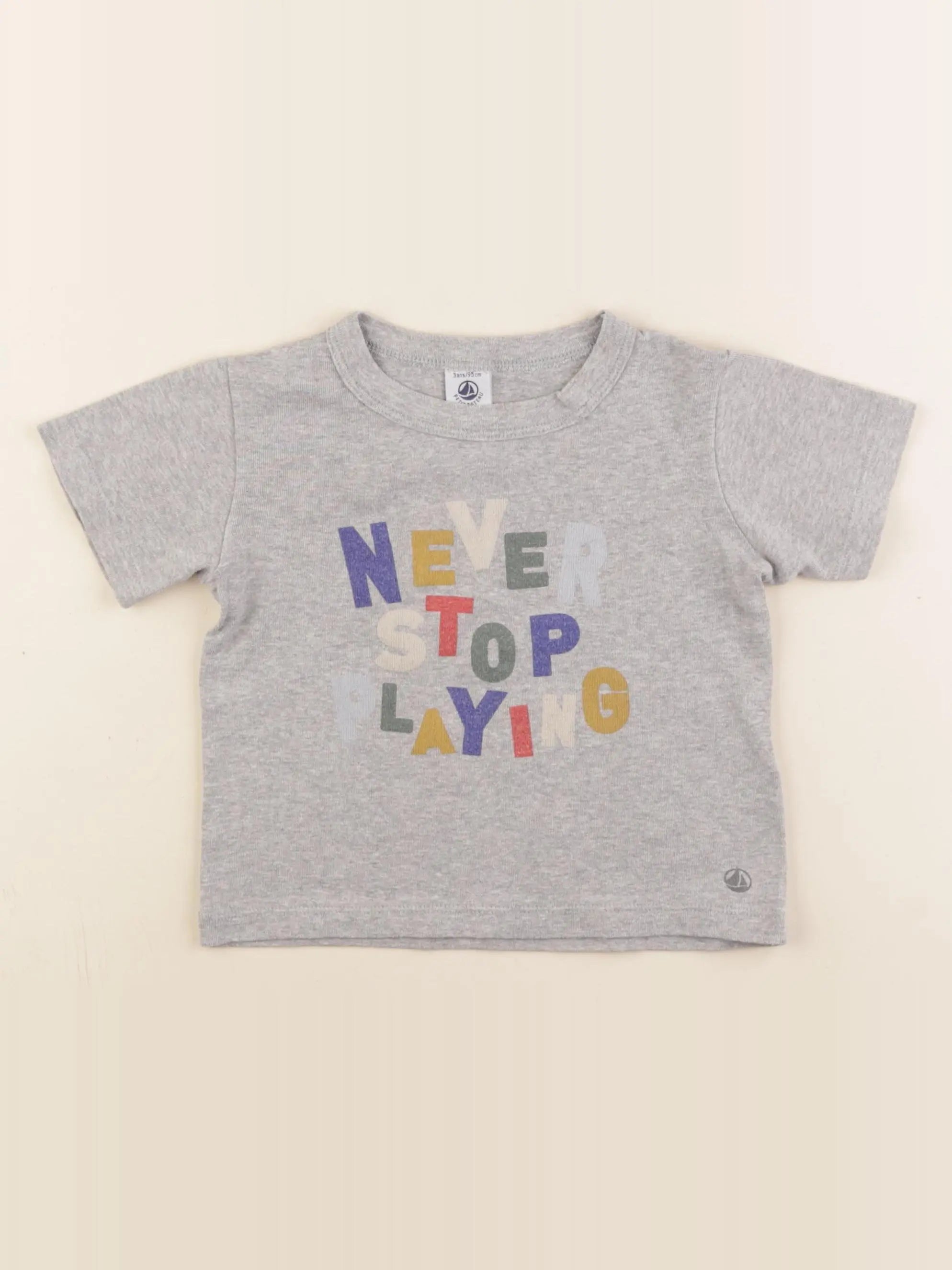 Petit Bateau - tee-shirt gris - 3 ans