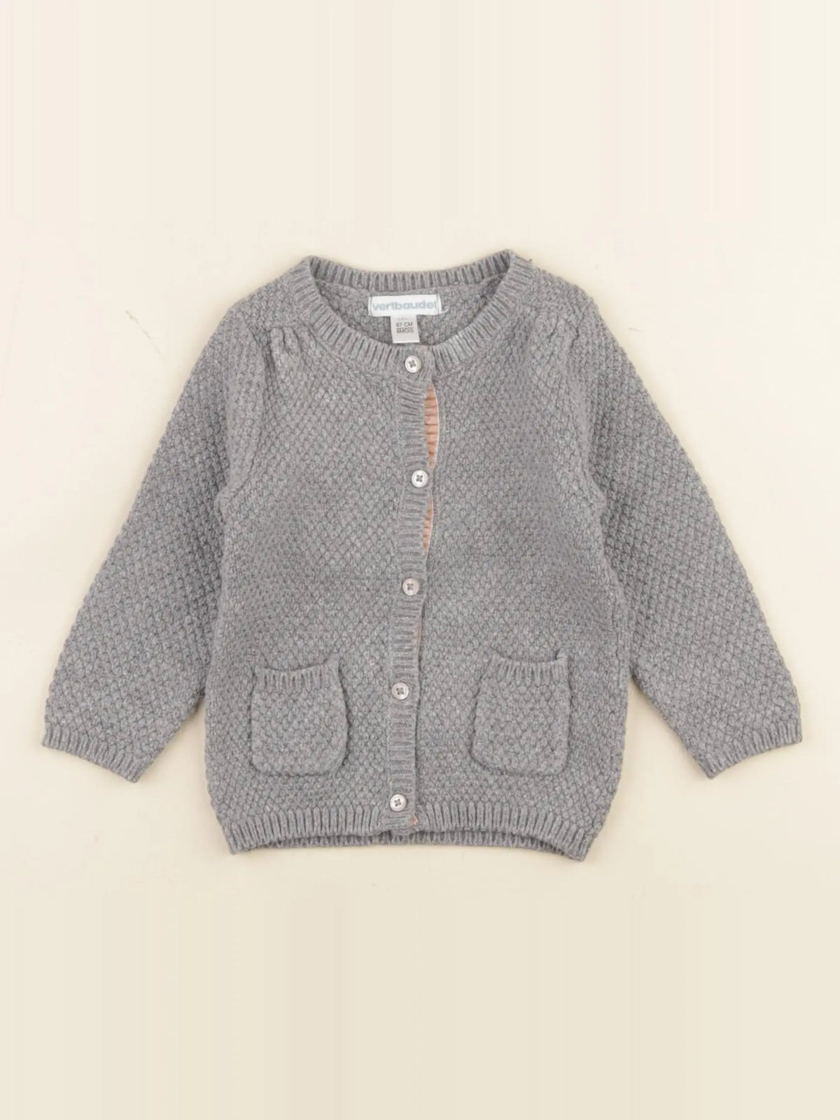 Vertbaudet - gilet gris - 6 mois