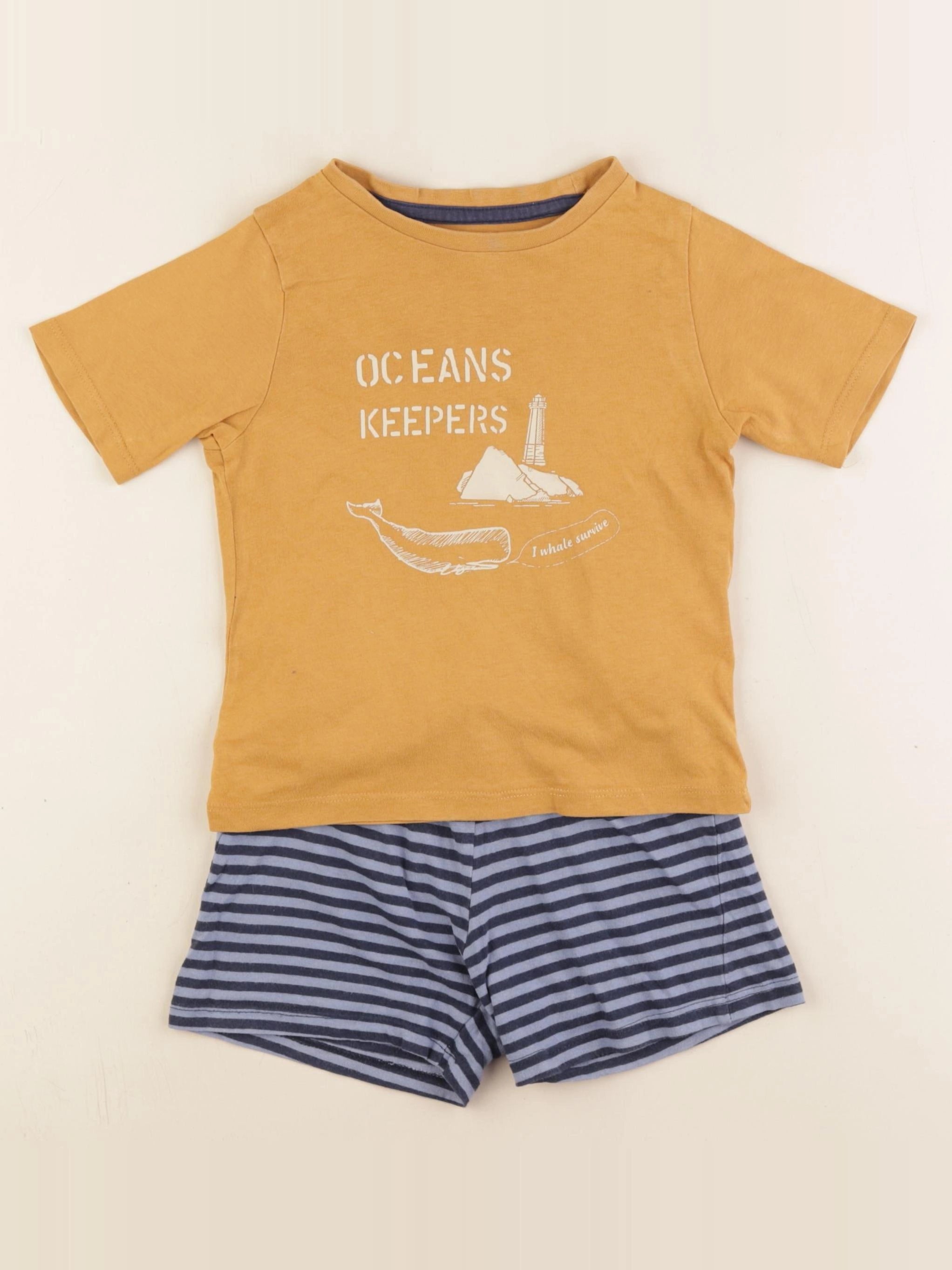 Vertbaudet - pyjama coton bleu, jaune - 3 ans