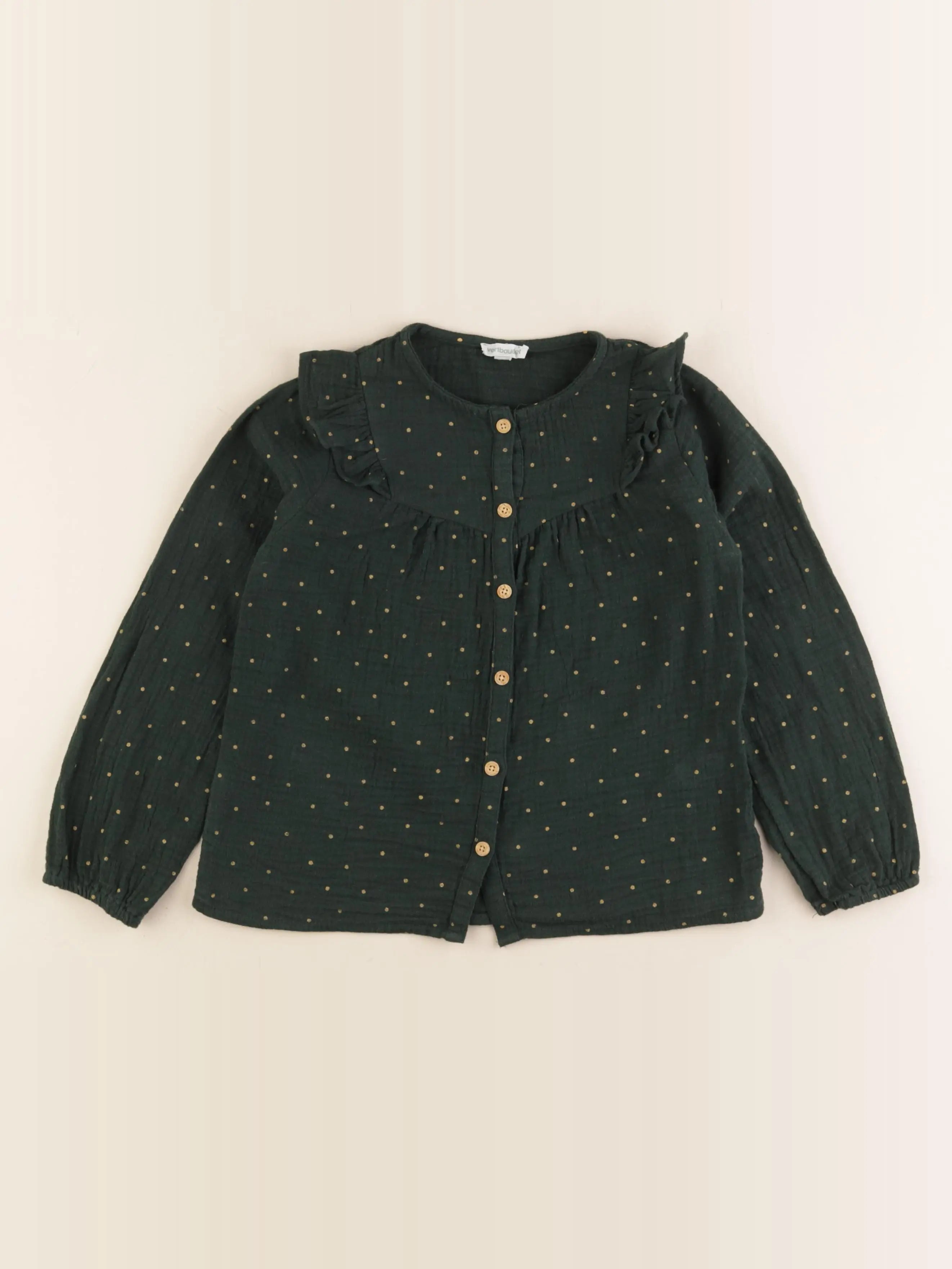 Vertbaudet - blouse vert, or - 7 ans