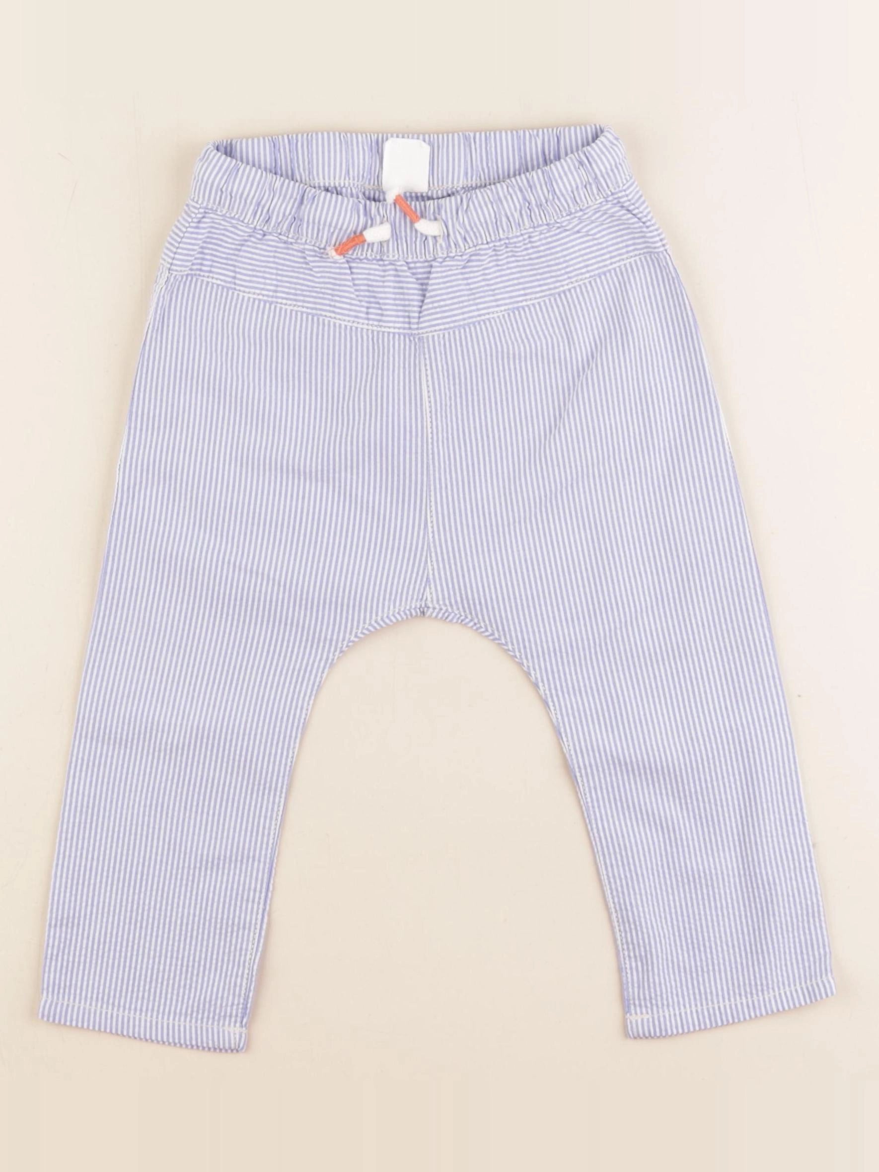 H&M - sarouel blanc, bleu - 9/12 mois
