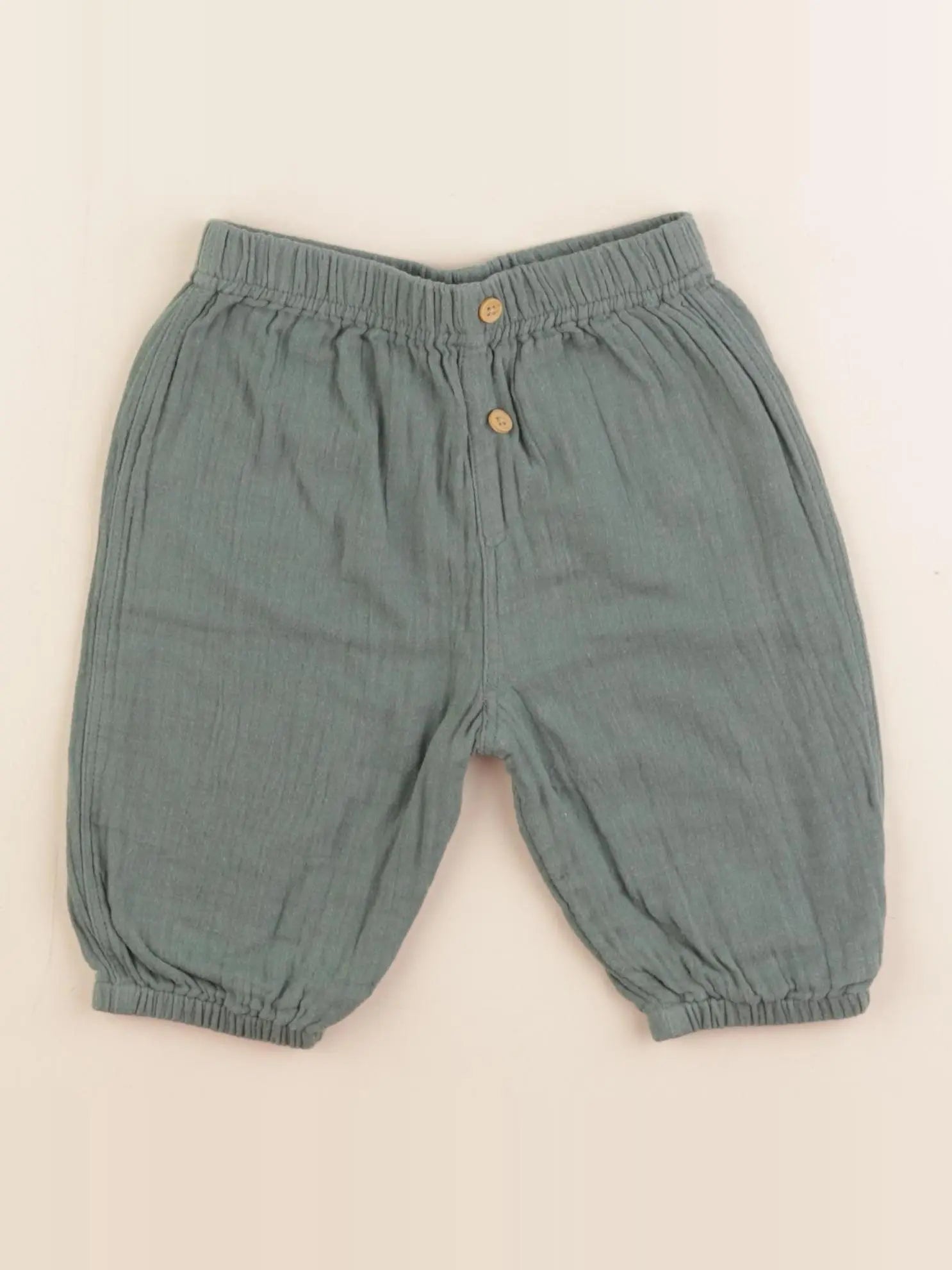 Boutchou - pantalon doublé vert - 6 mois