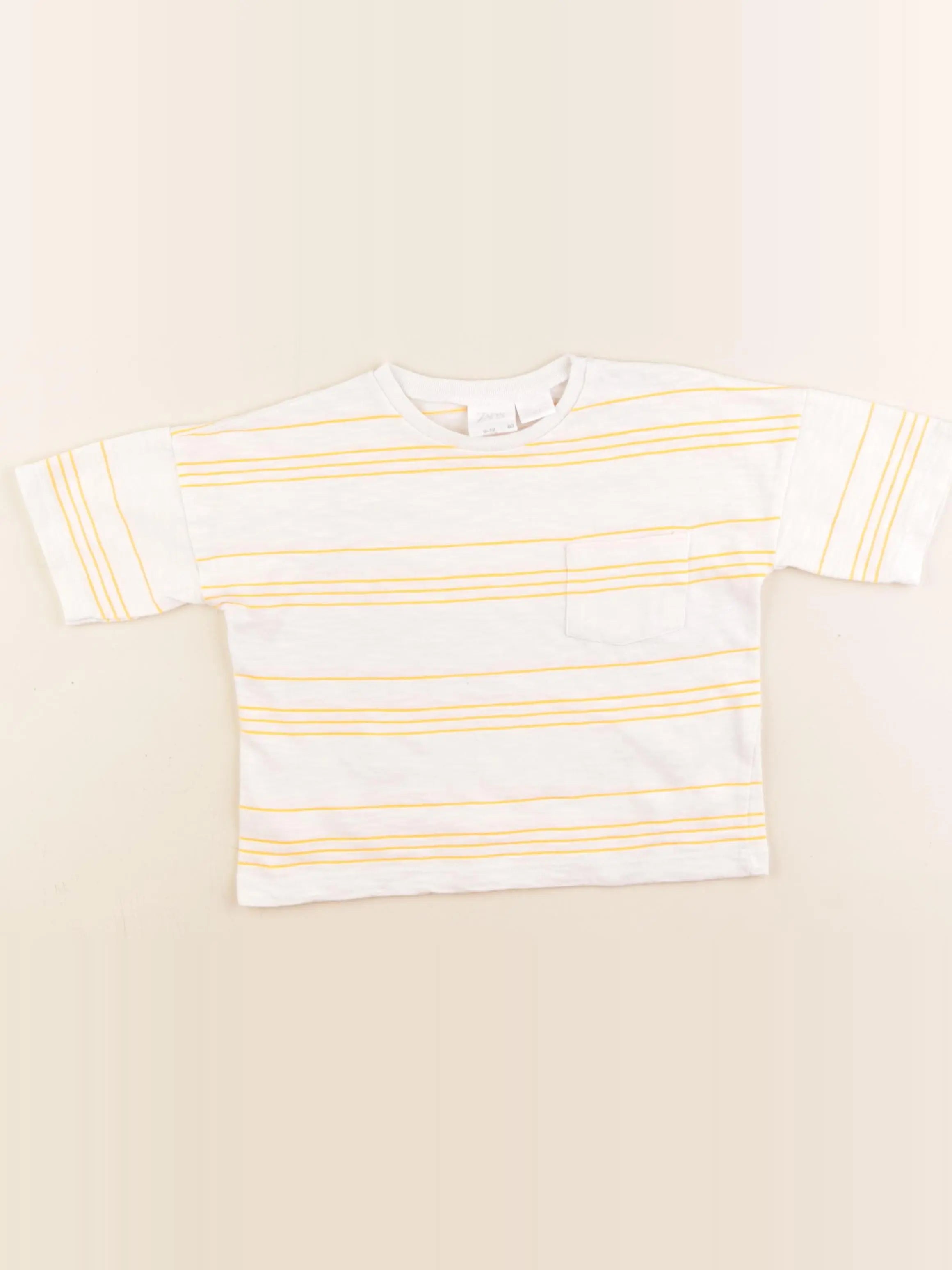 Zara - tee-shirt blanc, orange - 9/12 mois