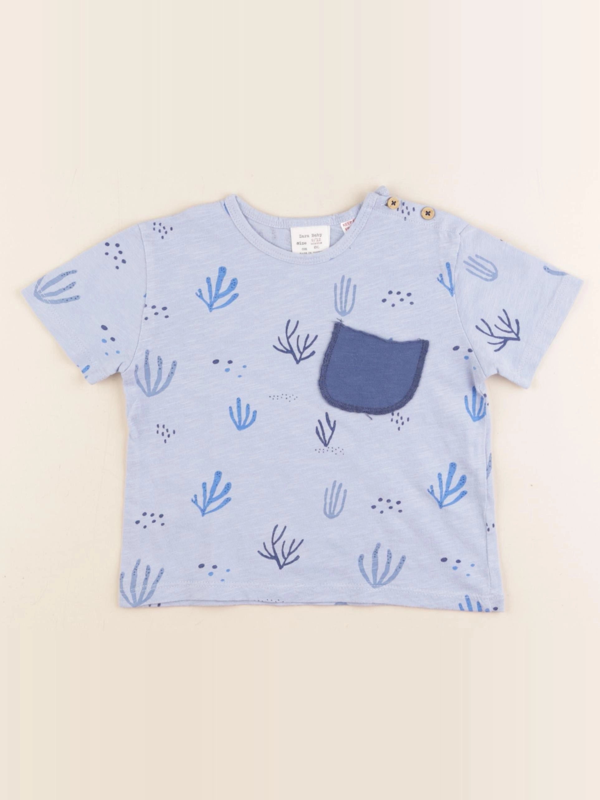 Zara - tee-shirt bleu - 9/12 mois