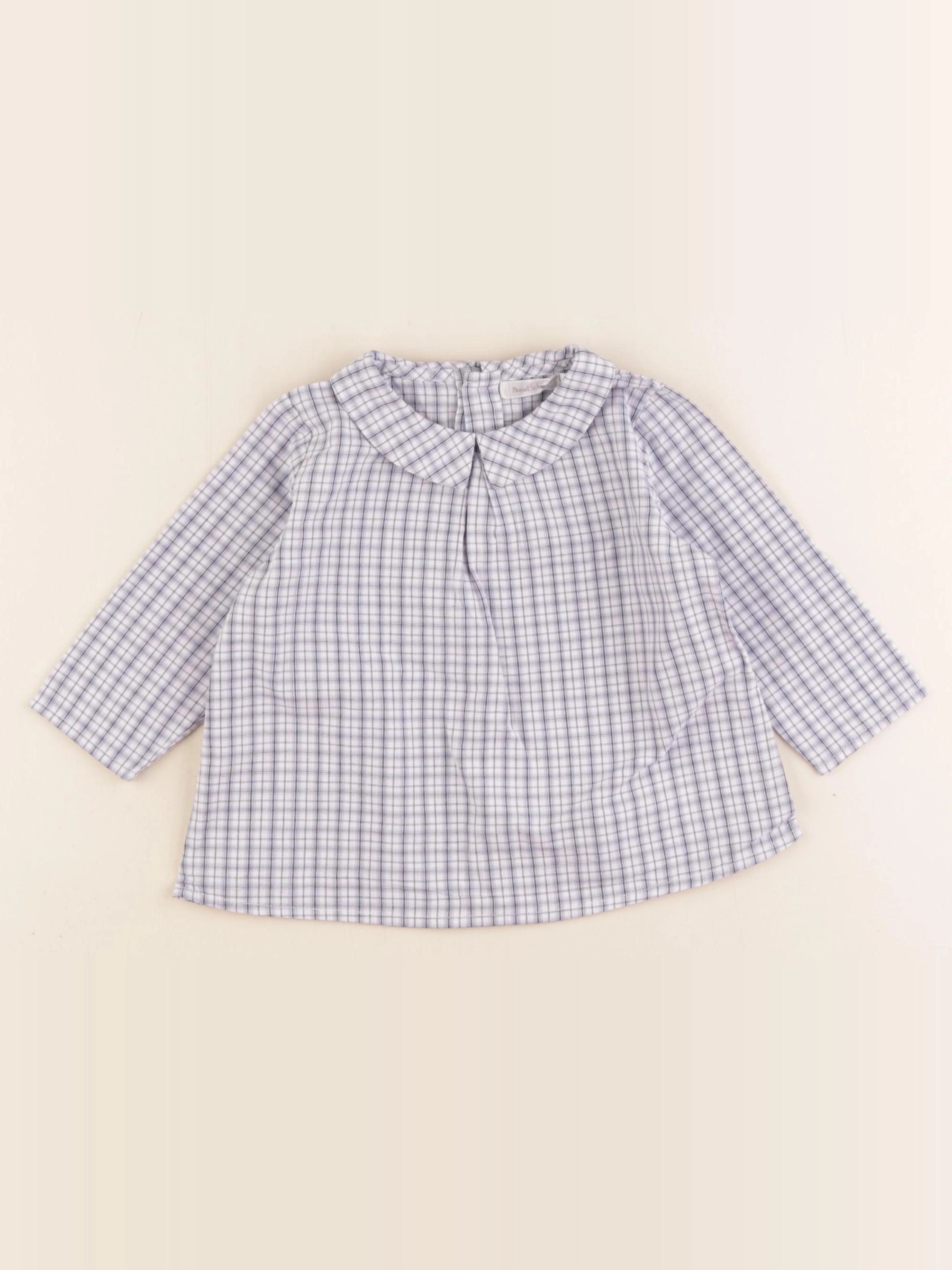Boutchou - blouse blanc, violet - 12 mois