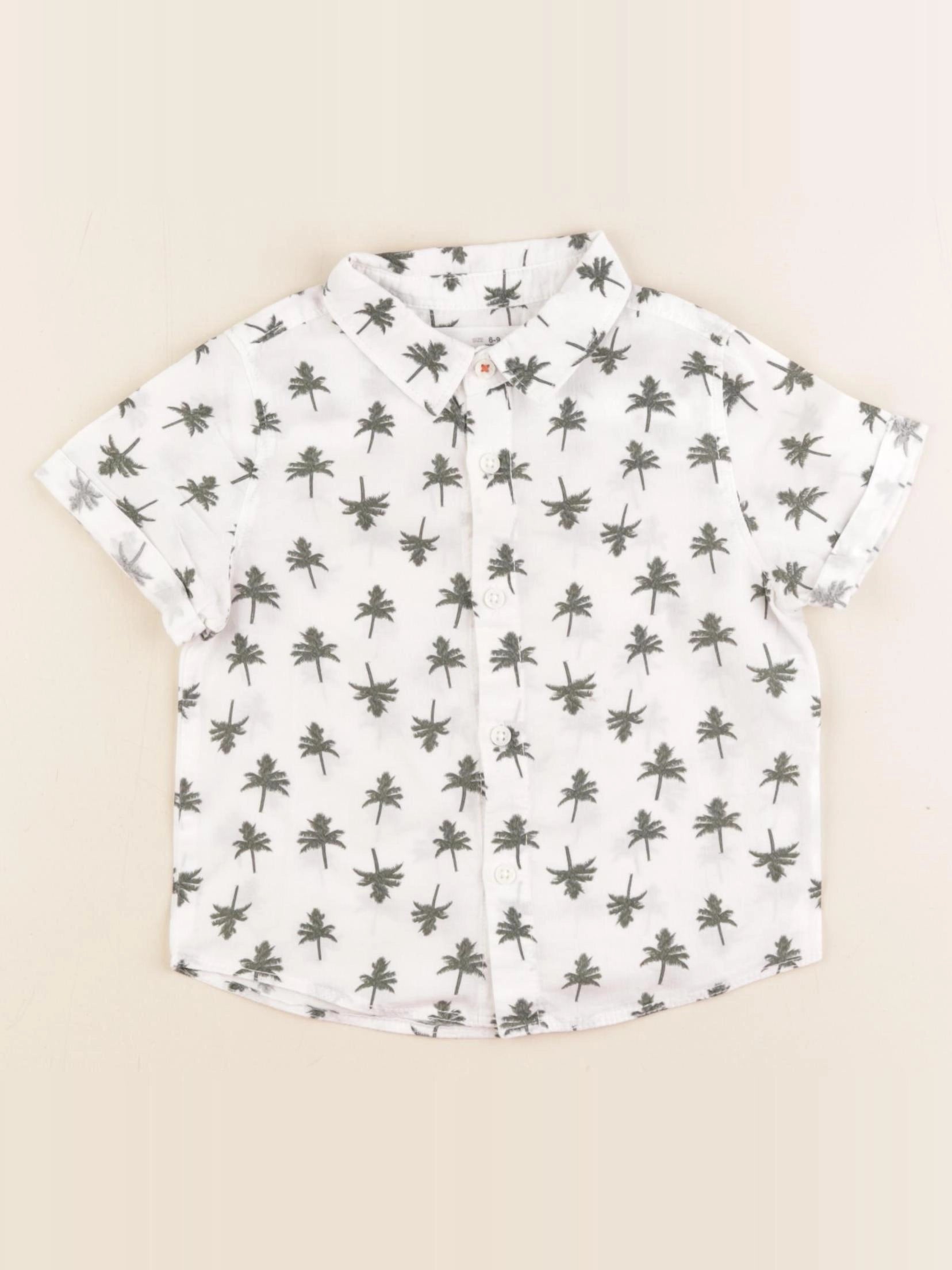 Zara - chemise blanc, vert - 6/9 mois