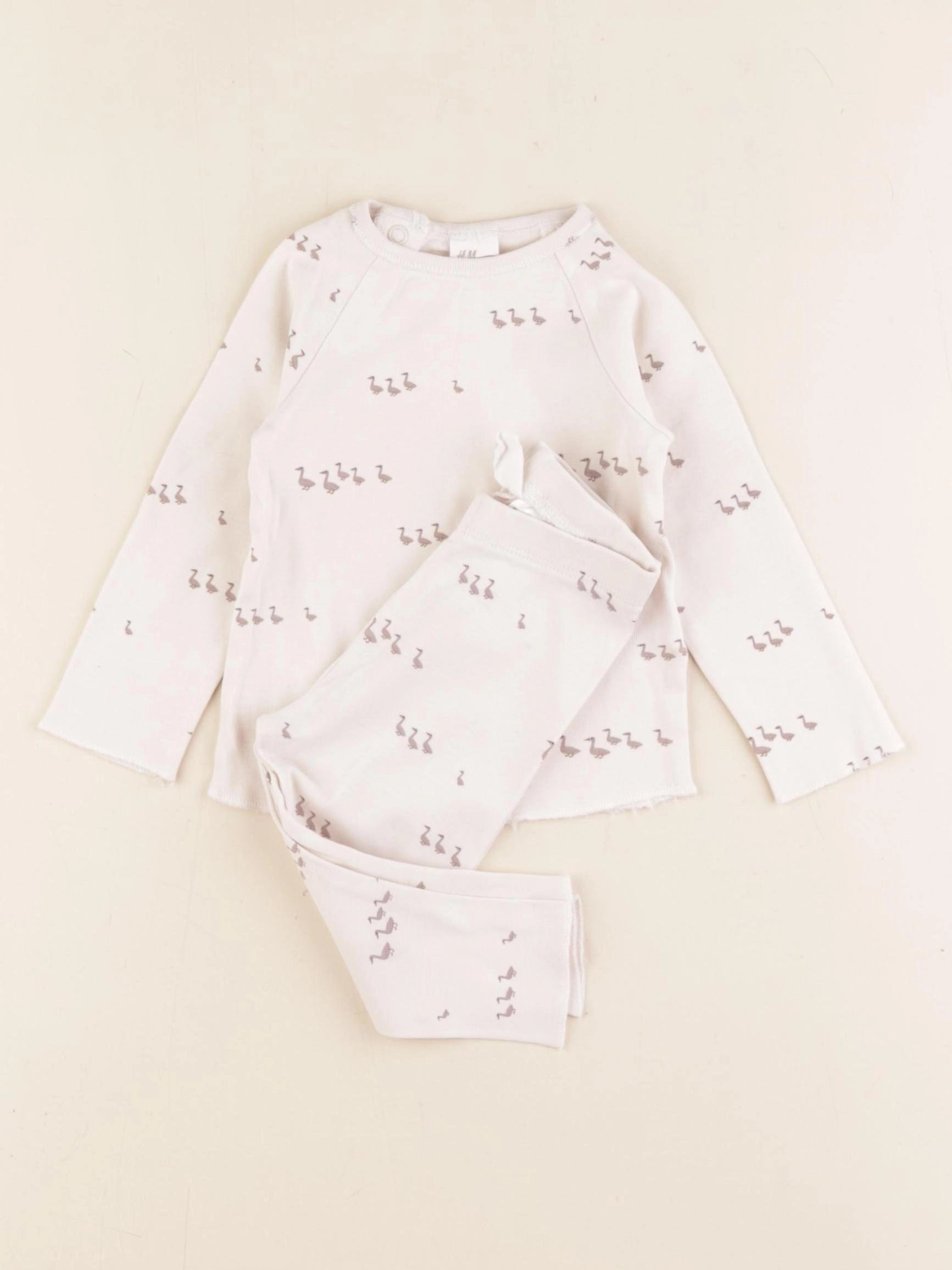 H&M - pyjama coton beige - 6/9 mois