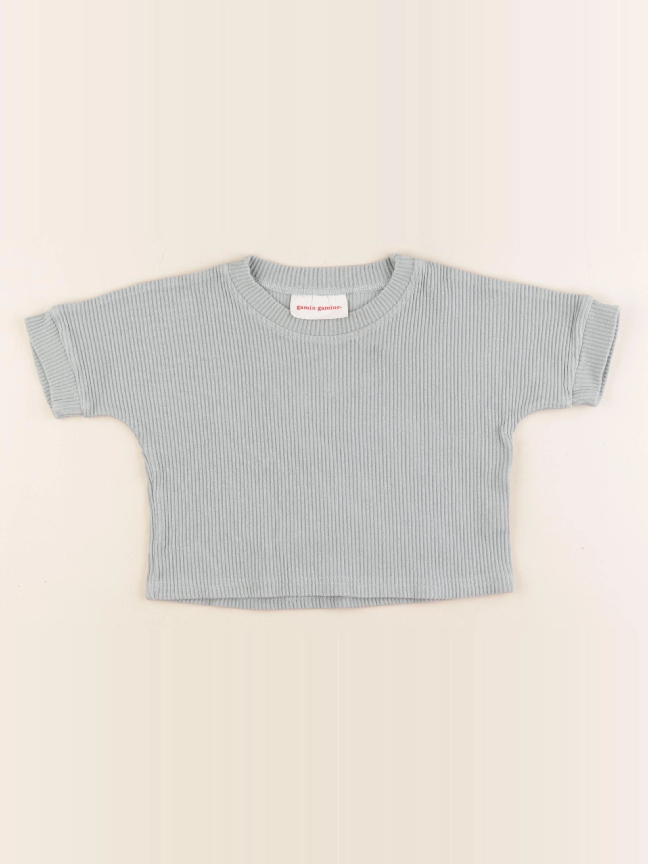 Gamin gamine - tee-shirt bleu - 6/9 mois