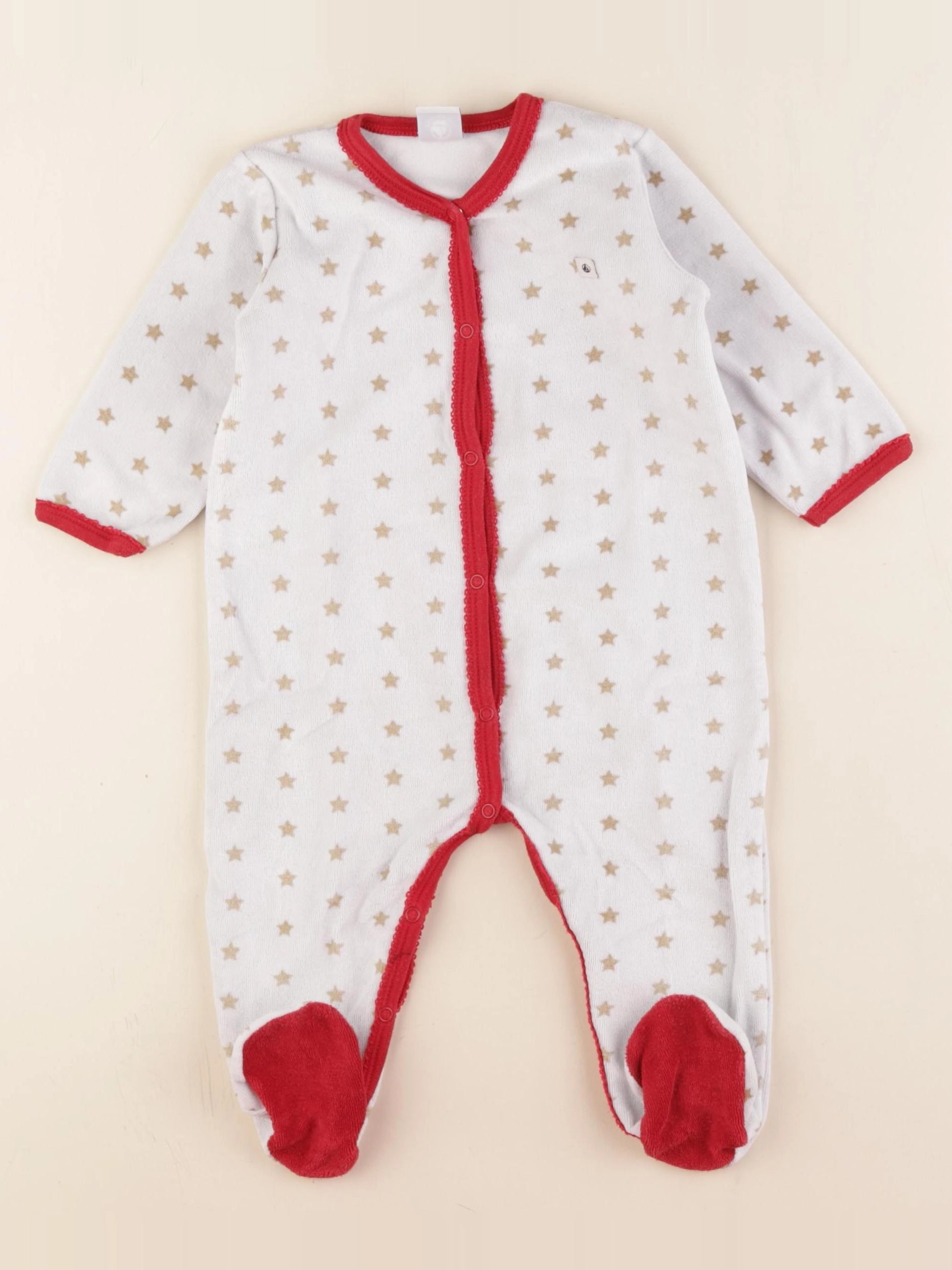 Petit Bateau - pyjama velours blanc, or - 12 mois