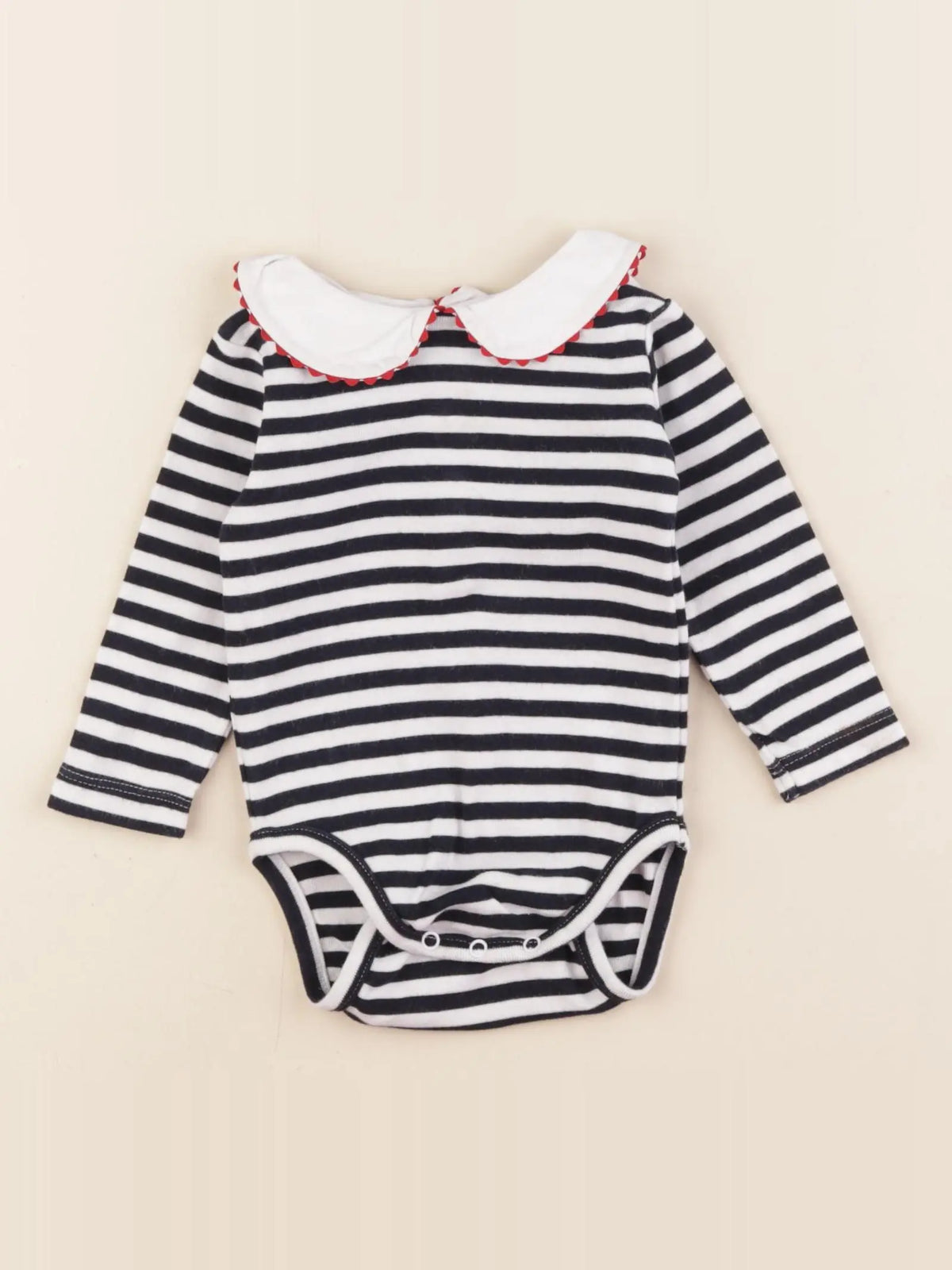 Jacadi - body à col blanc, bleu - 6 mois