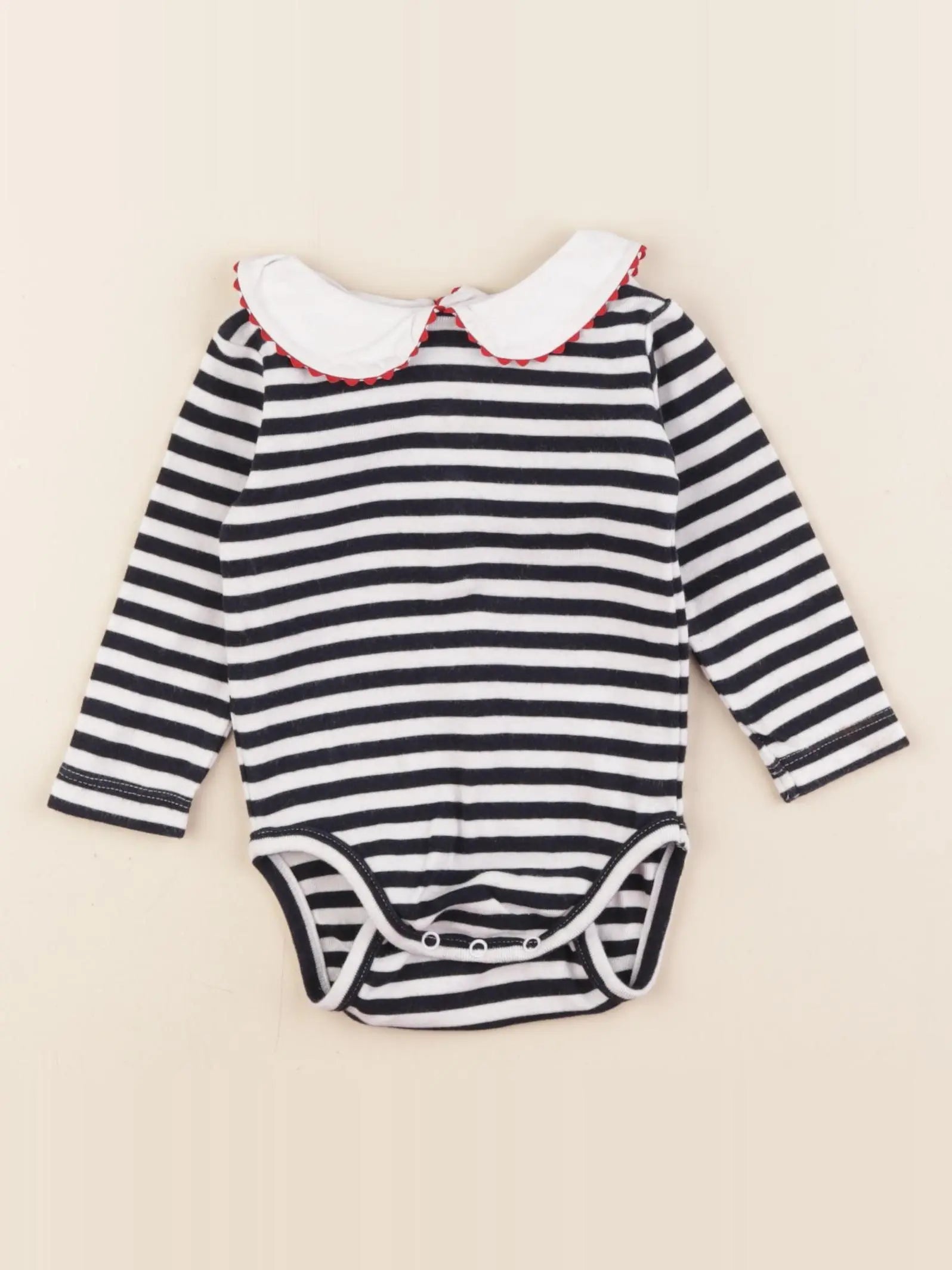 Jacadi - body à col blanc, bleu - 6 mois