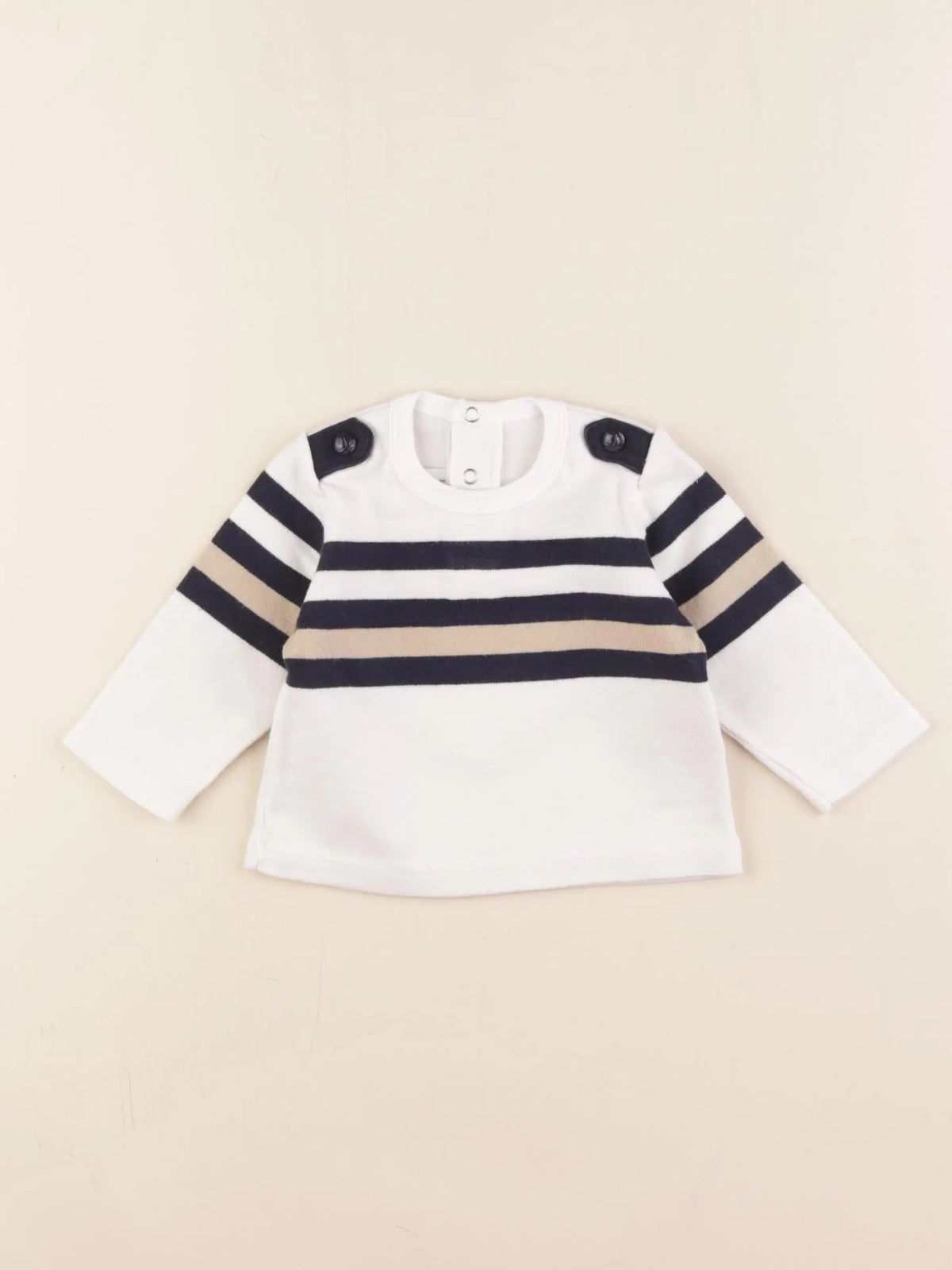 Petit Bateau - pull blanc, bleu - 3 mois