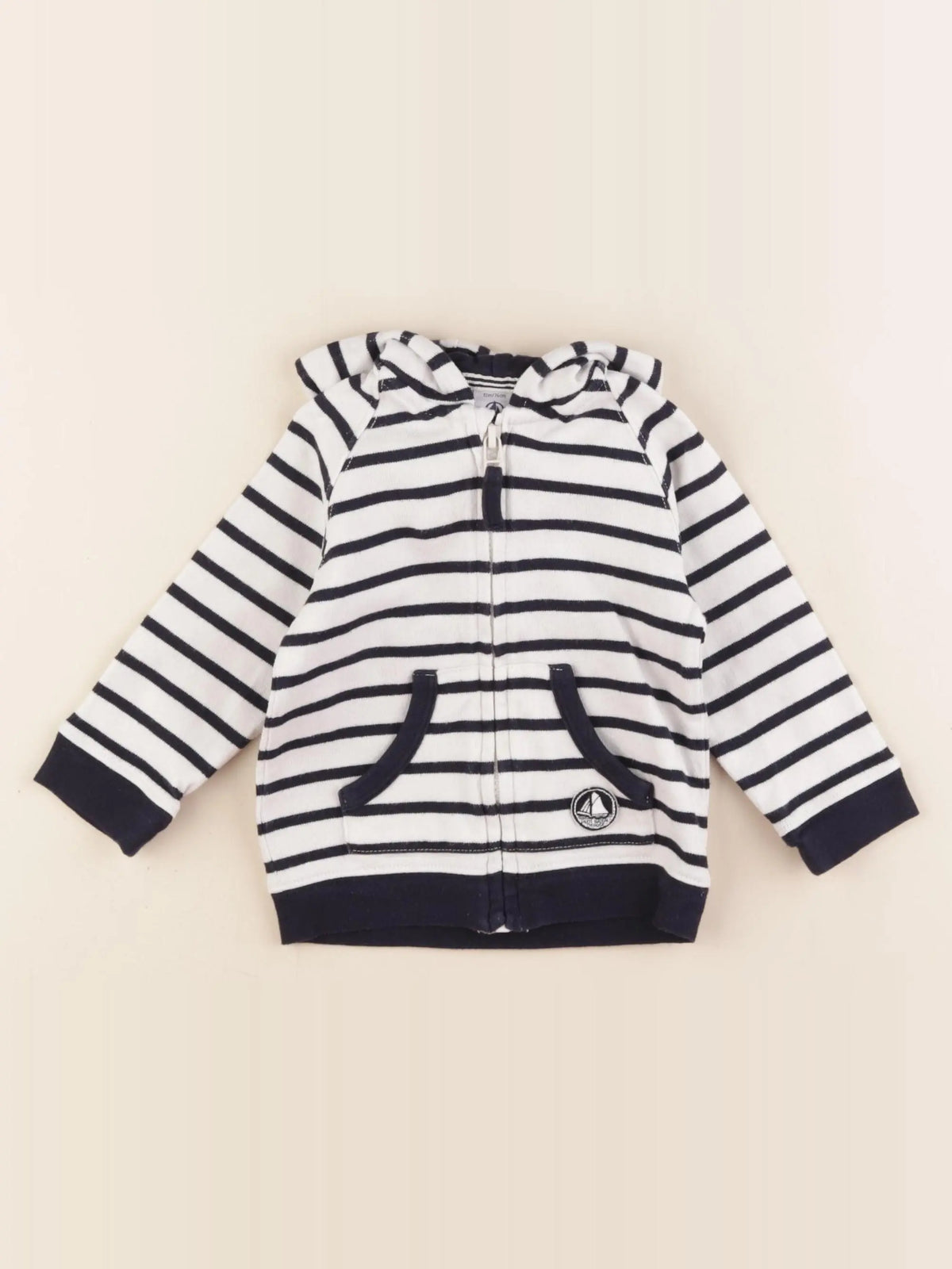 Petit Bateau - sweat blanc, bleu - 12 mois