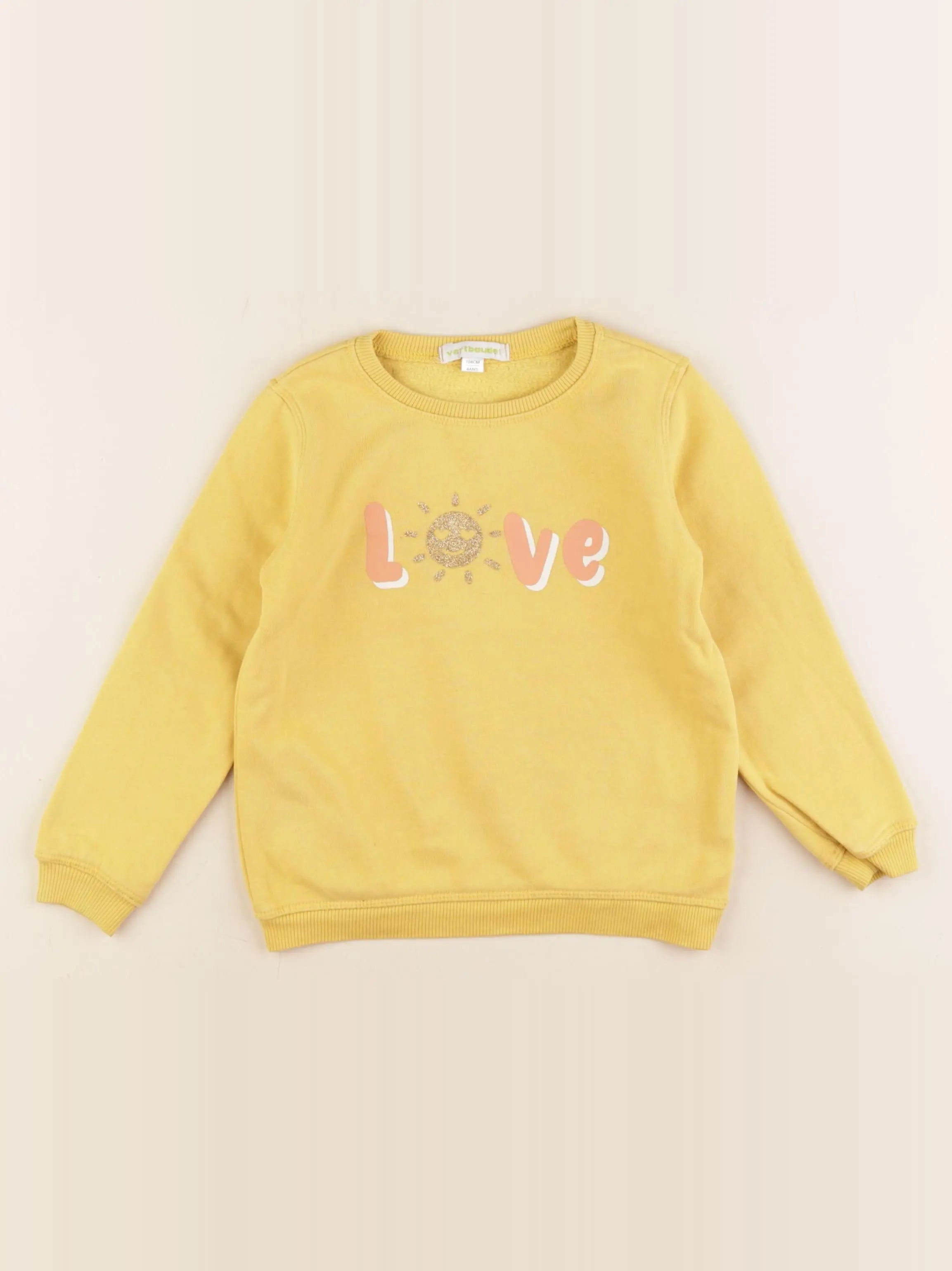Vertbaudet - sweat jaune, or - 4 ans