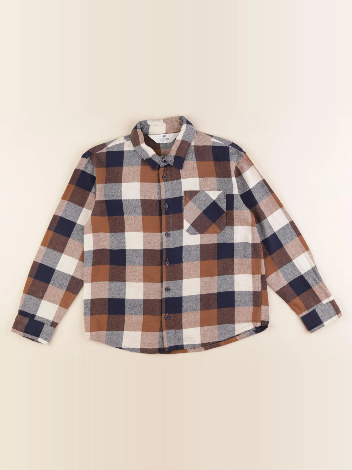 H&M - chemise bleu, marron - 8/9 ans
