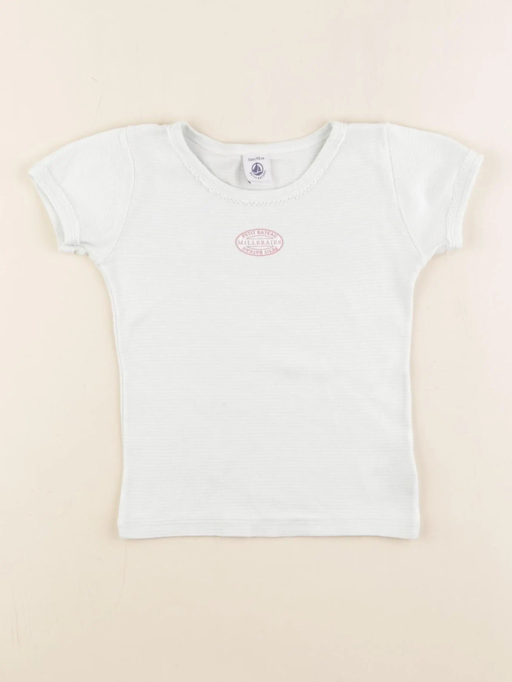 Petit Bateau - maillot de corps blanc, vert - 3 ans