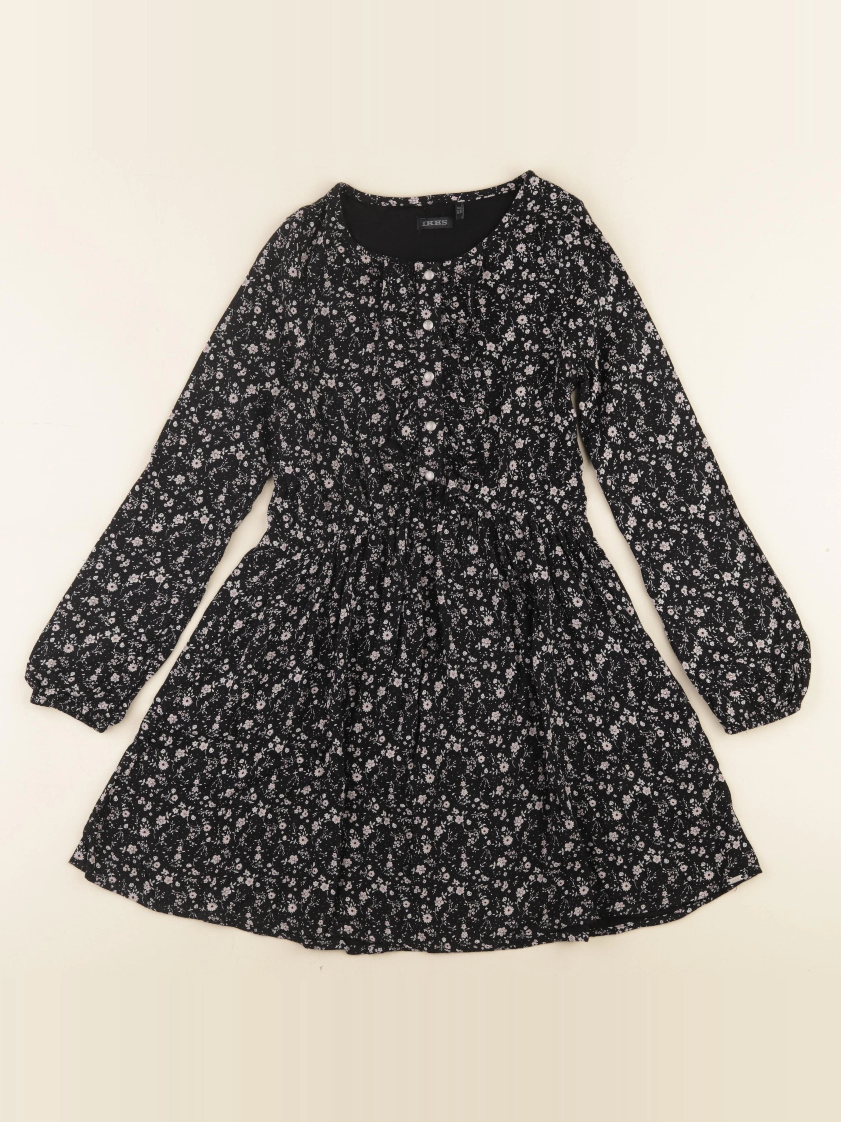 IKKS - robe noir, rose - 8 ans
