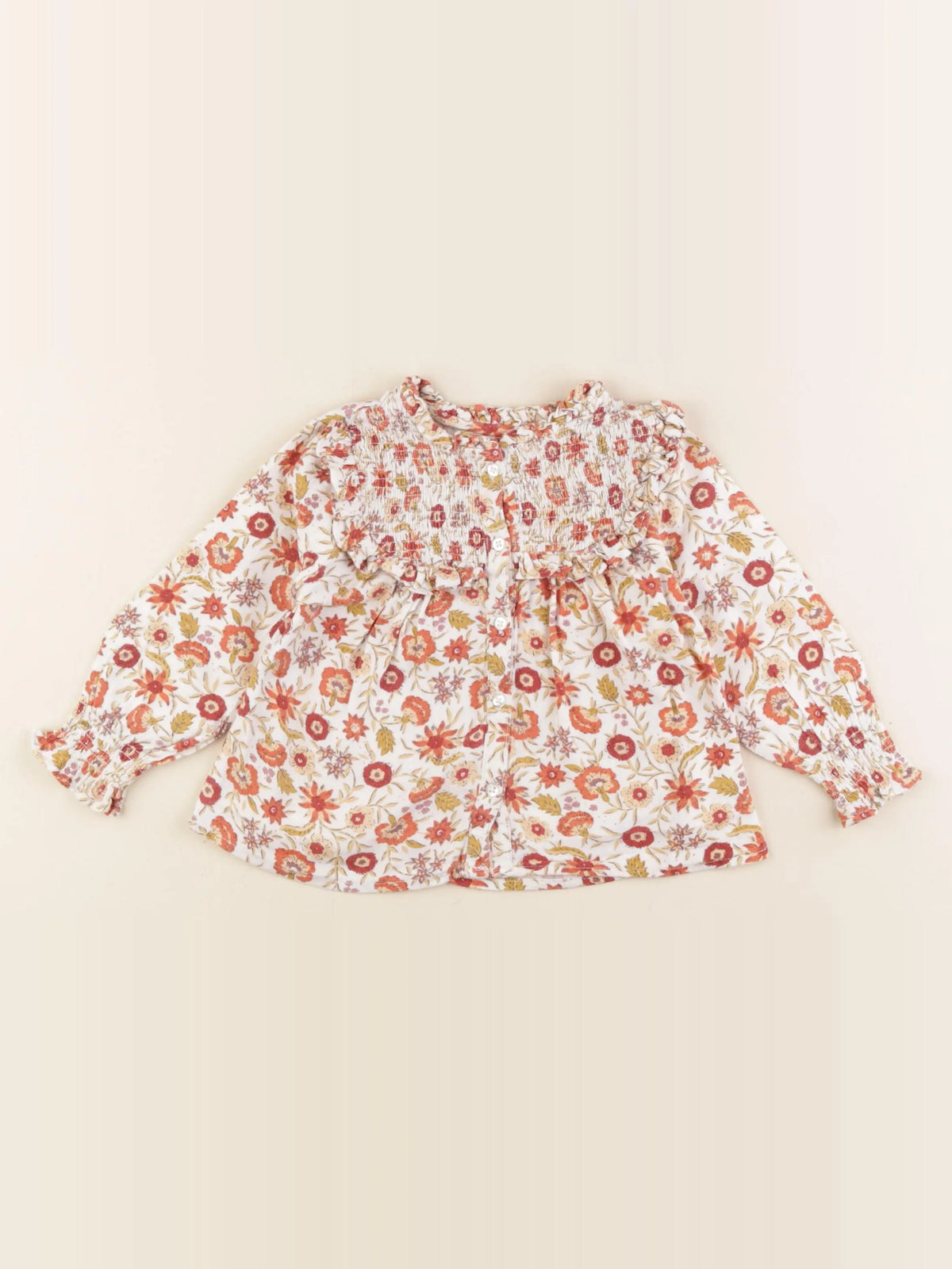 Vertbaudet - blouse blanc, orange - 2 ans