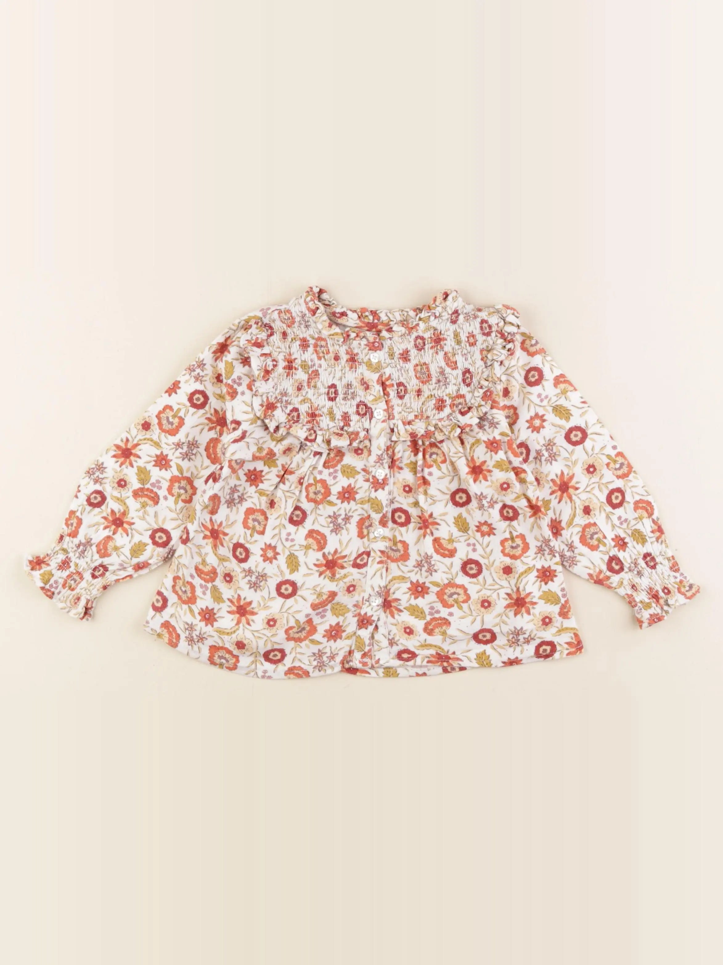 Vertbaudet - blouse blanc, orange - 2 ans