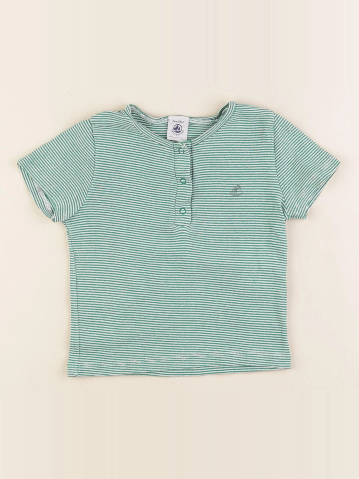 Petit Bateau - tee-shirt vert, blanc - 24 mois