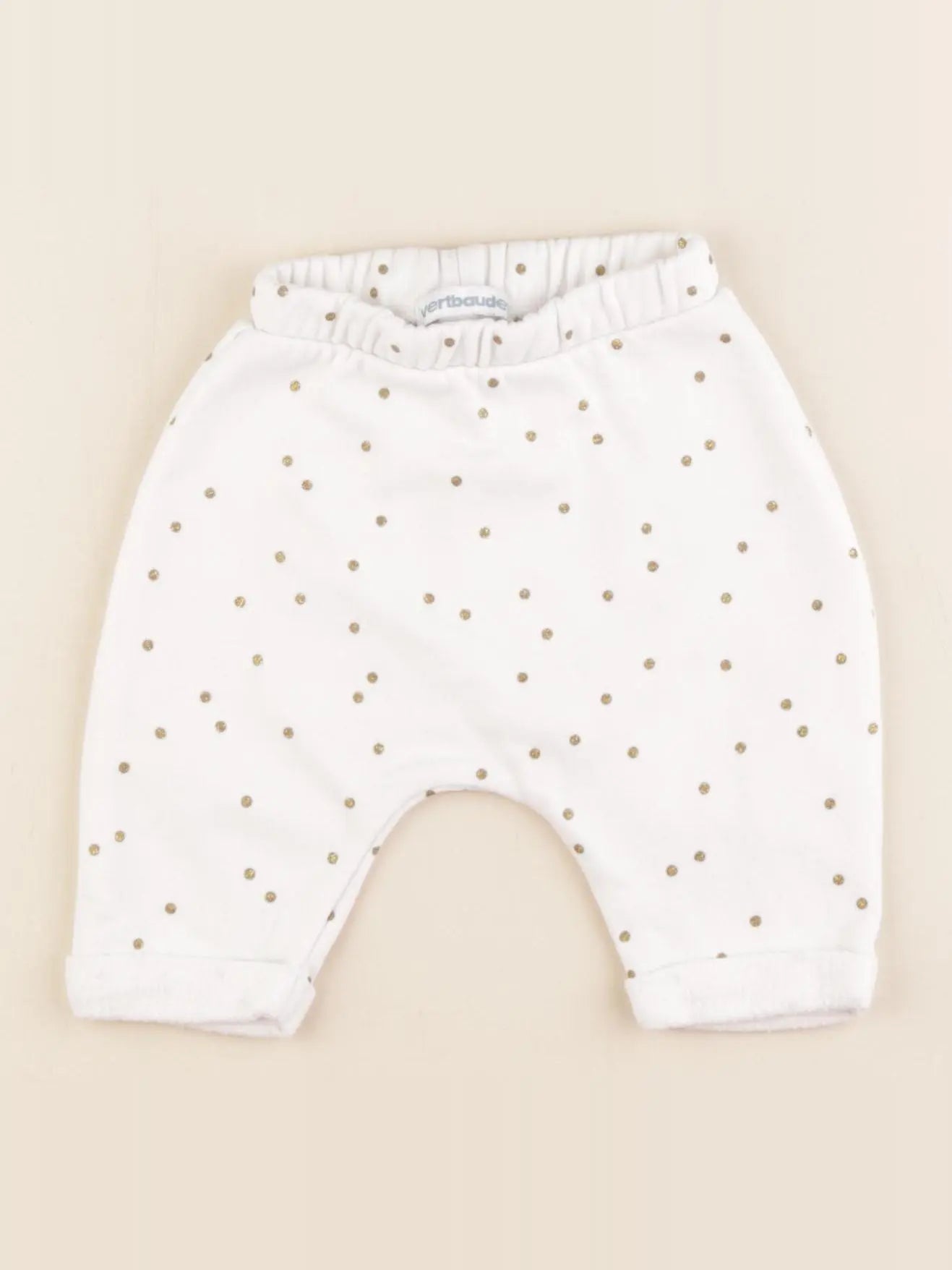 Vertbaudet - sarouel blanc, or - 1 mois