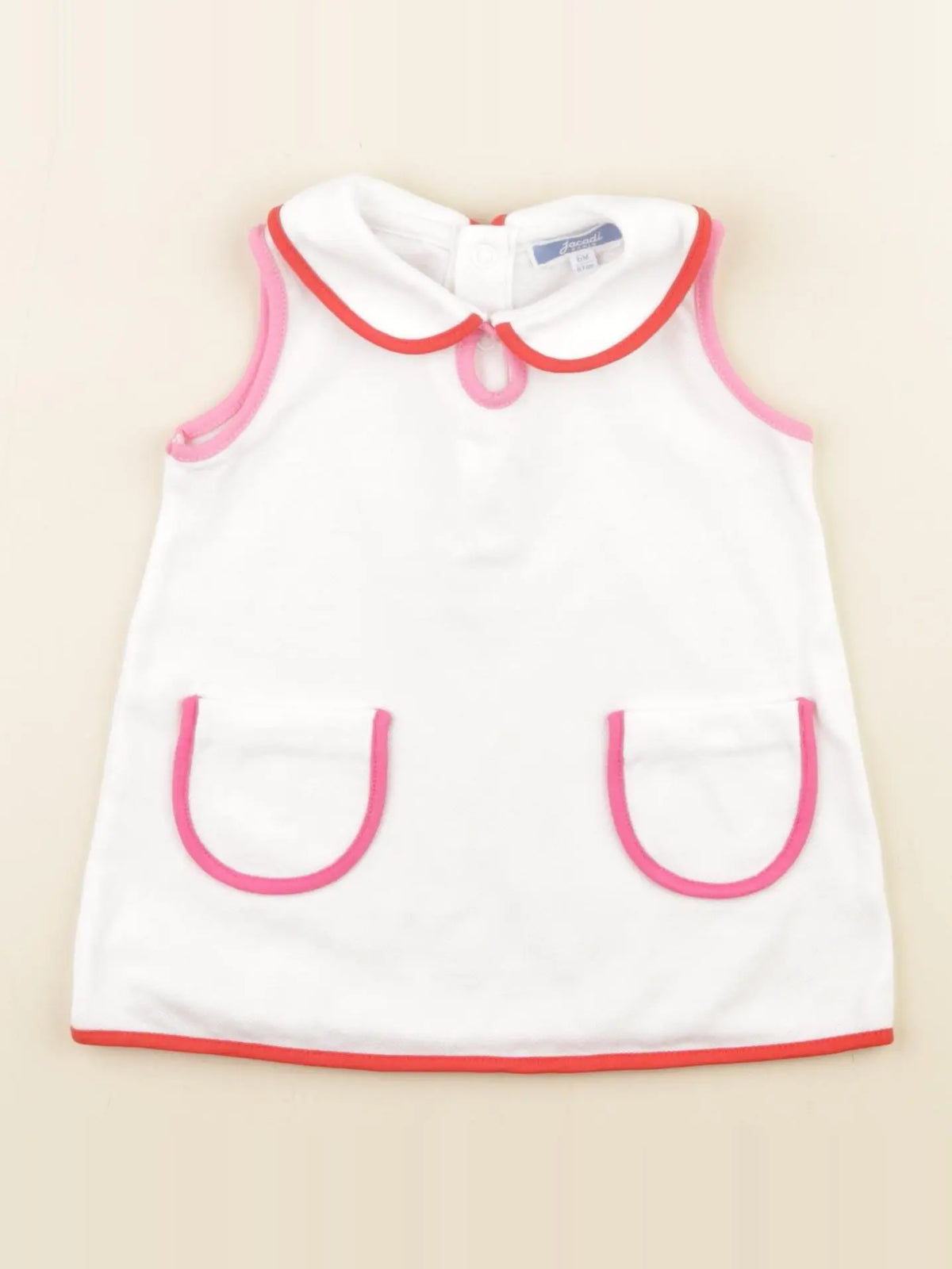 Jacadi - robe blanc, rose - 6 mois