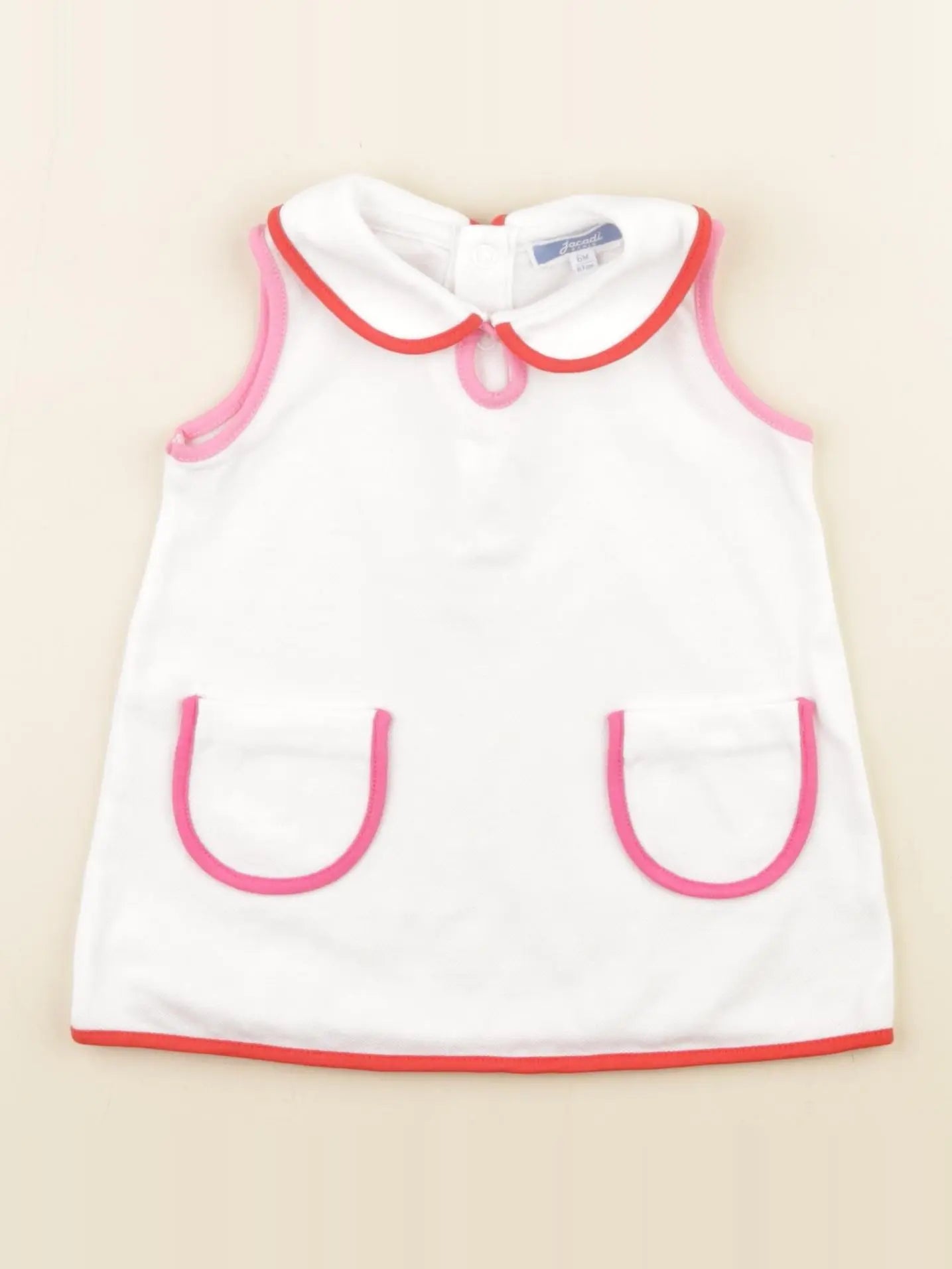Jacadi - robe blanc, rose - 6 mois