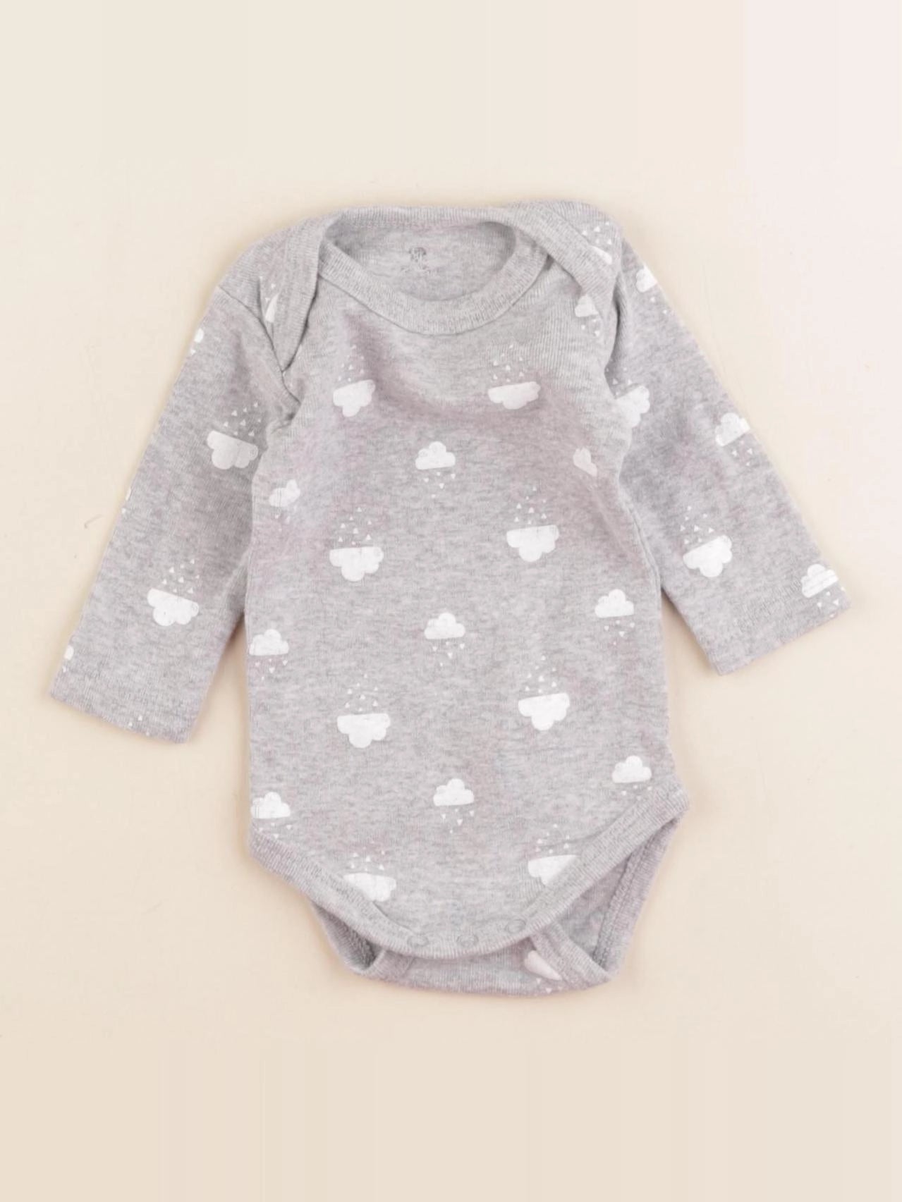 La Redoute - body gris, blanc - 1 mois