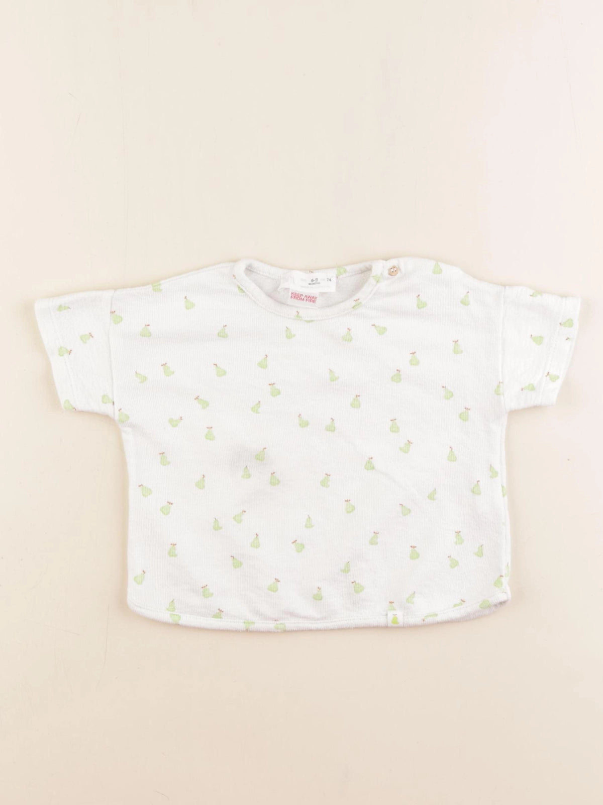 Zara - tee-shirt vert, blanc - 6/9 mois