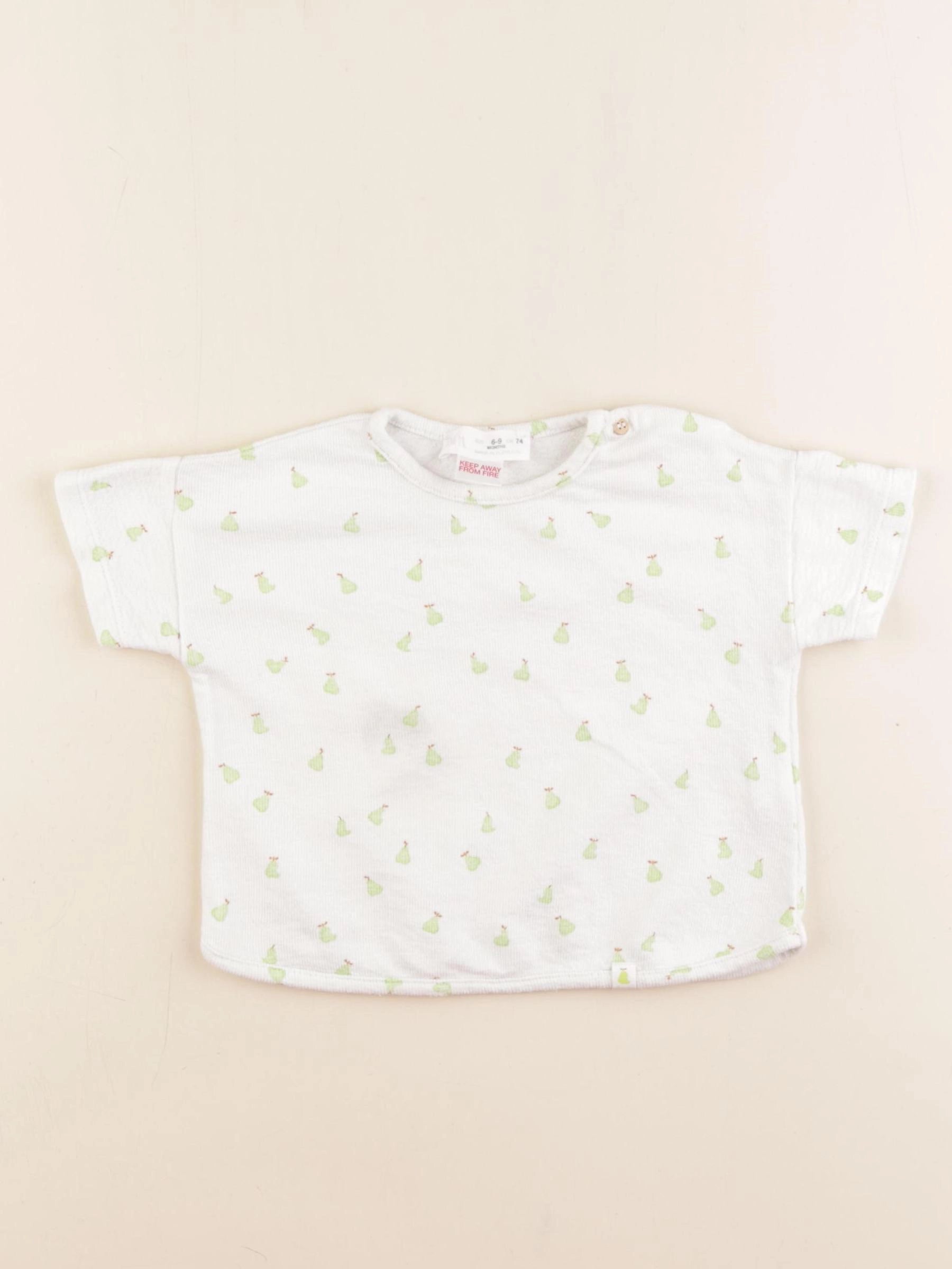 Zara - tee-shirt vert, blanc - 6/9 mois