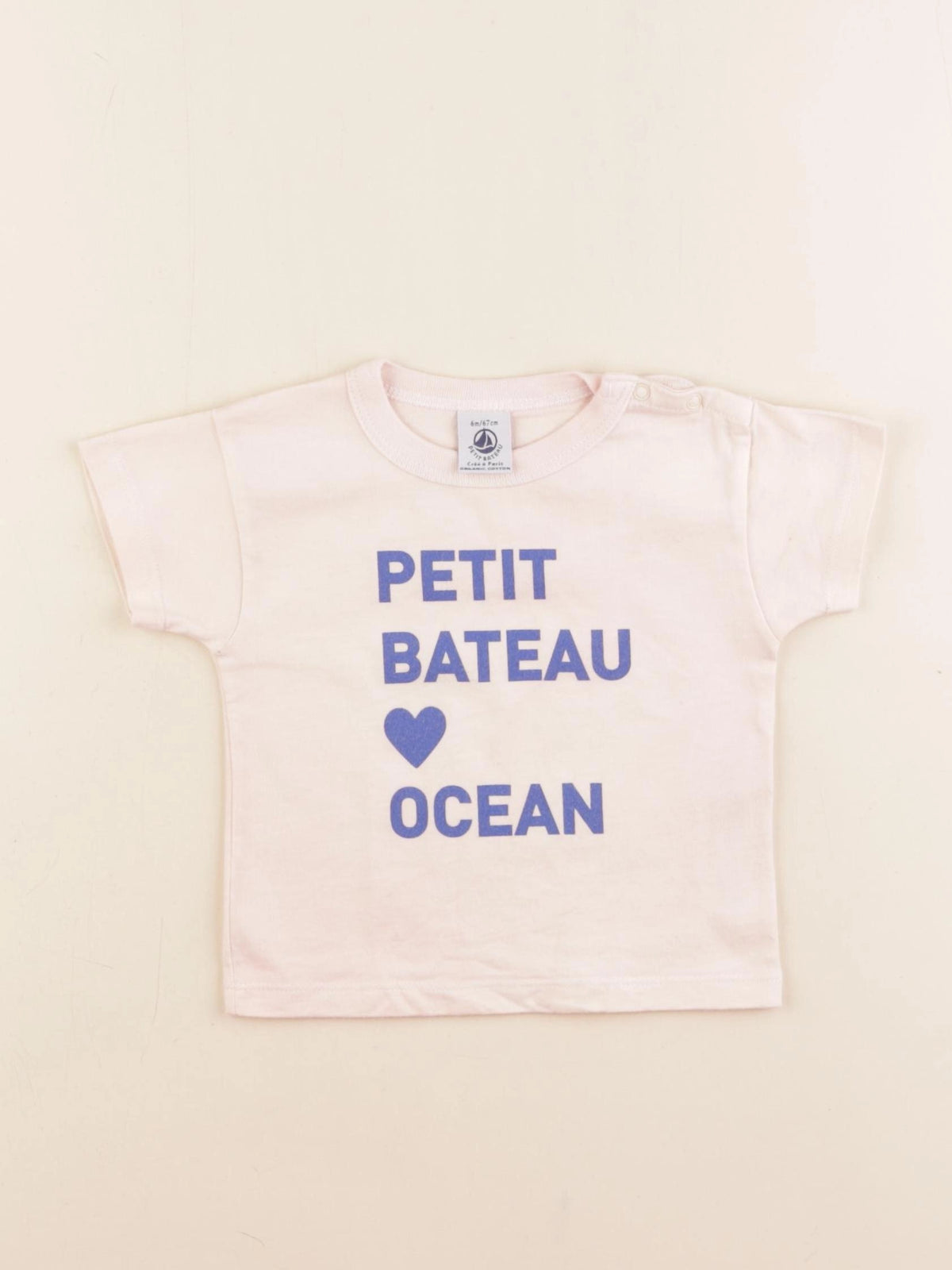 Petit Bateau - maillot de corps bleu, rose - 6 mois