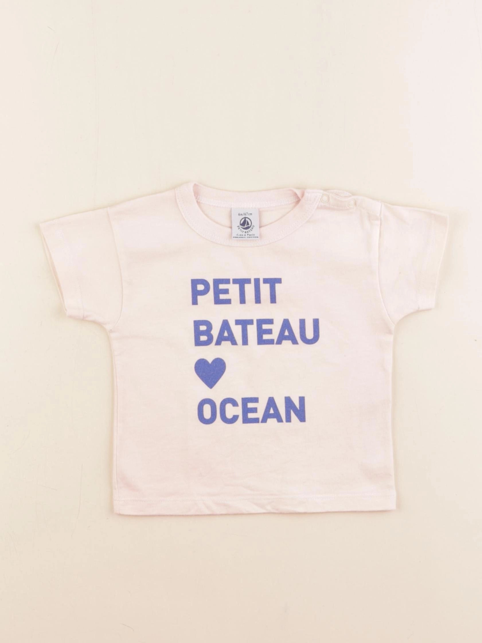 Petit Bateau - maillot de corps bleu, rose - 6 mois