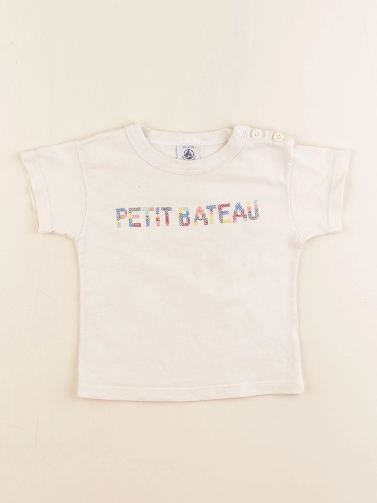 Petit Bateau - tee-shirt beige - 6 mois