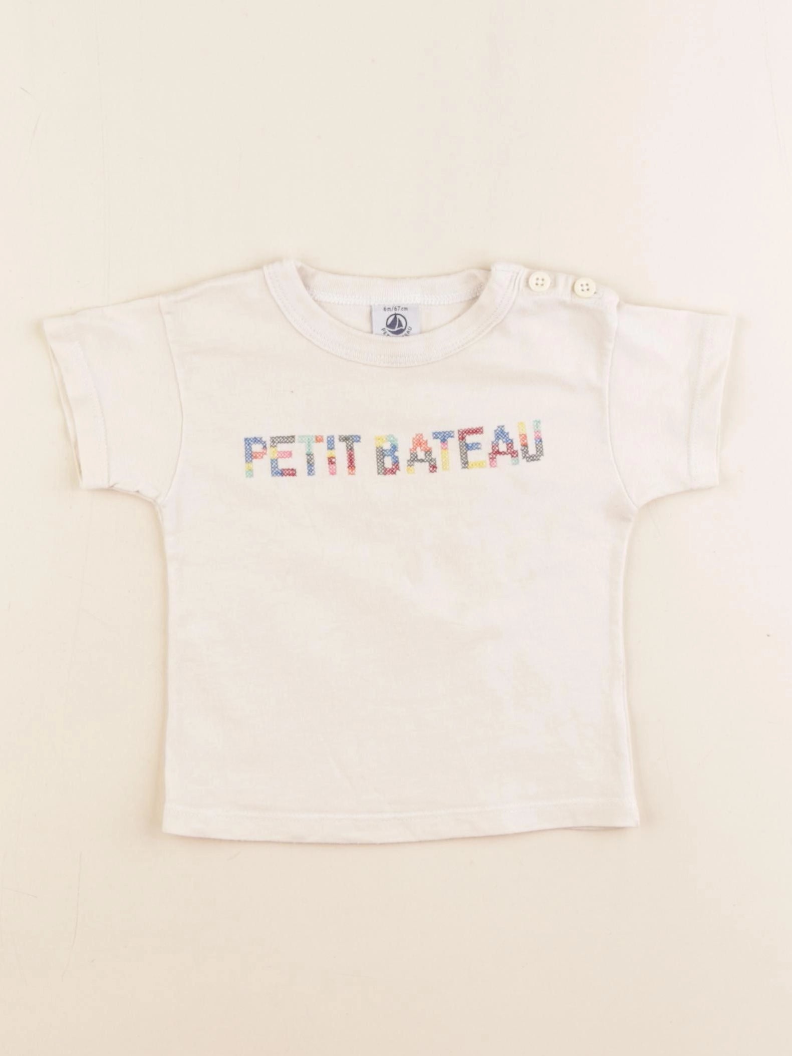 Petit Bateau - tee-shirt beige - 6 mois