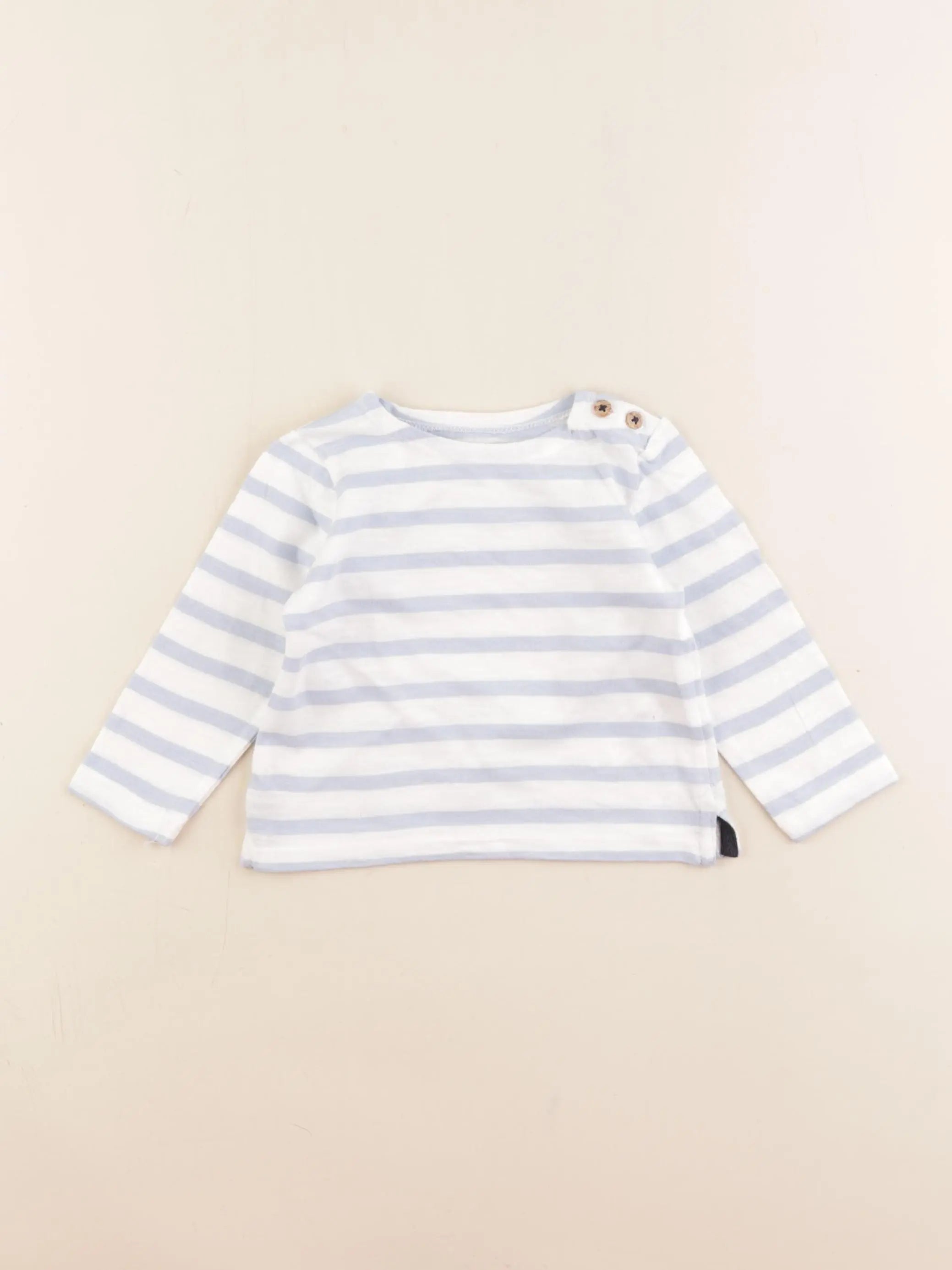 Boutchou - tee-shirt blanc, bleu - 6 mois