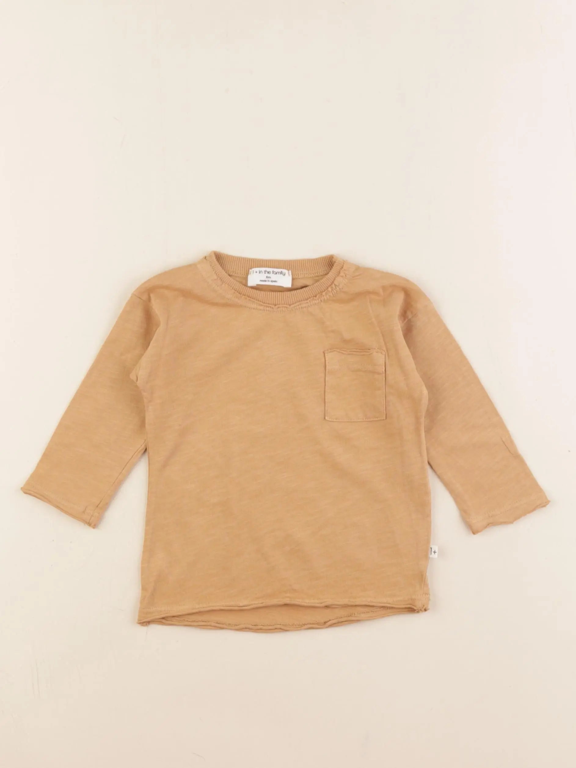 1+ In the family - tee-shirt marron - 6 mois