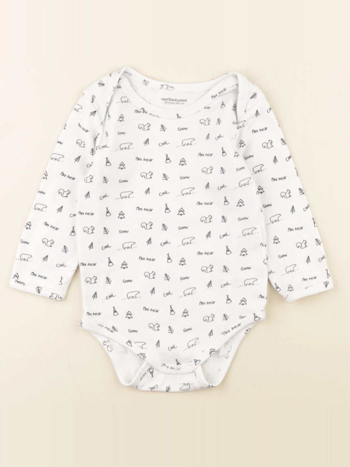 Vertbaudet - body blanc, noir - 18 mois