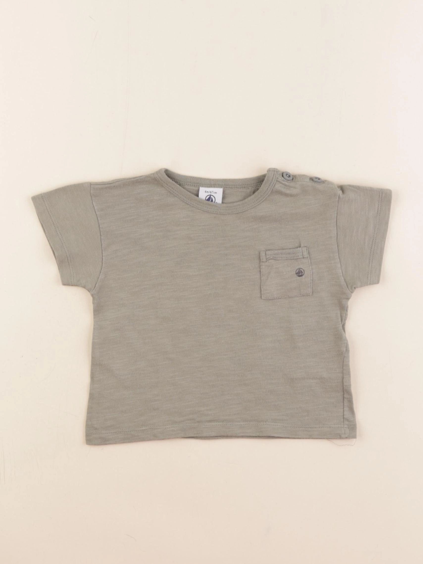 Petit Bateau - tee-shirt taupe - 6 mois