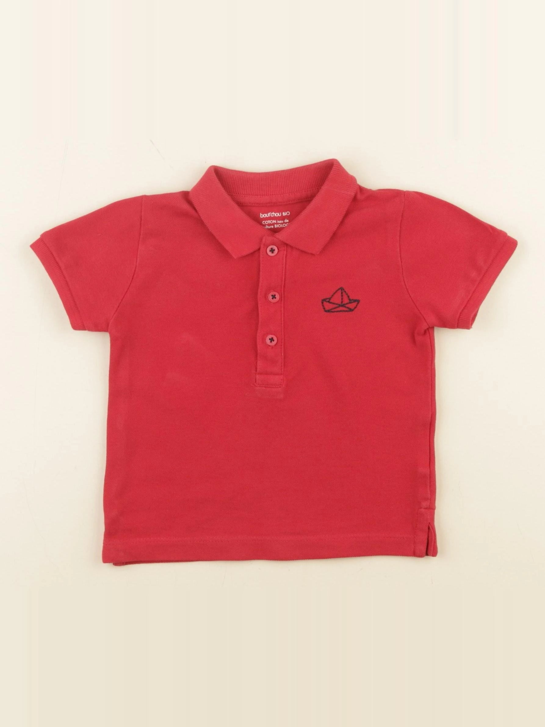 Petit Bateau - polo rouge - 12 mois