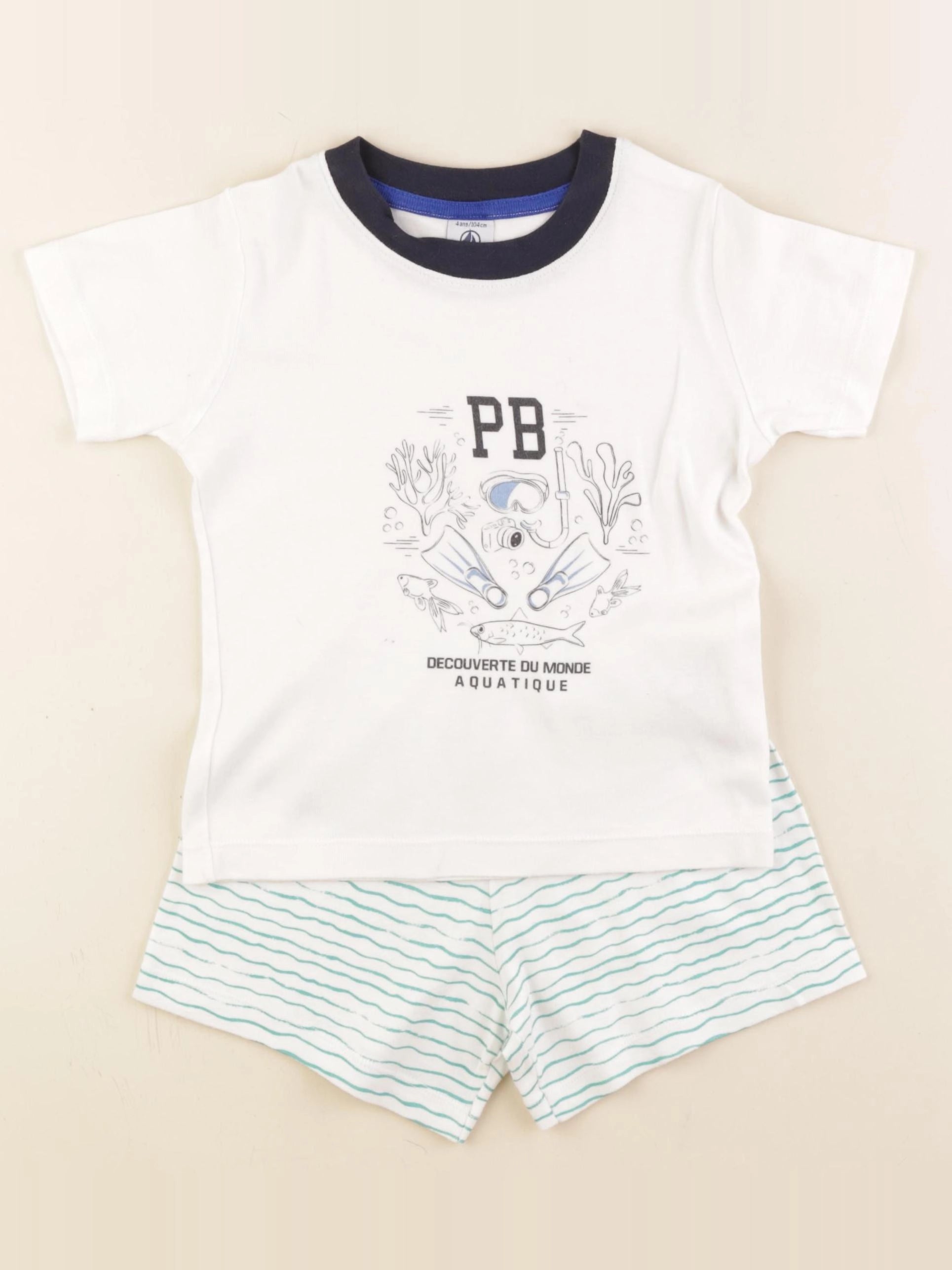 Petit Bateau - pyjama coton bleu - 4 ans
