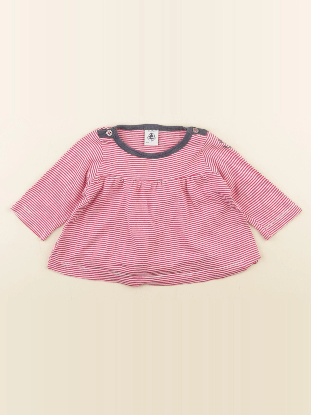 Petit Bateau - tee-shirt rose - 6 mois