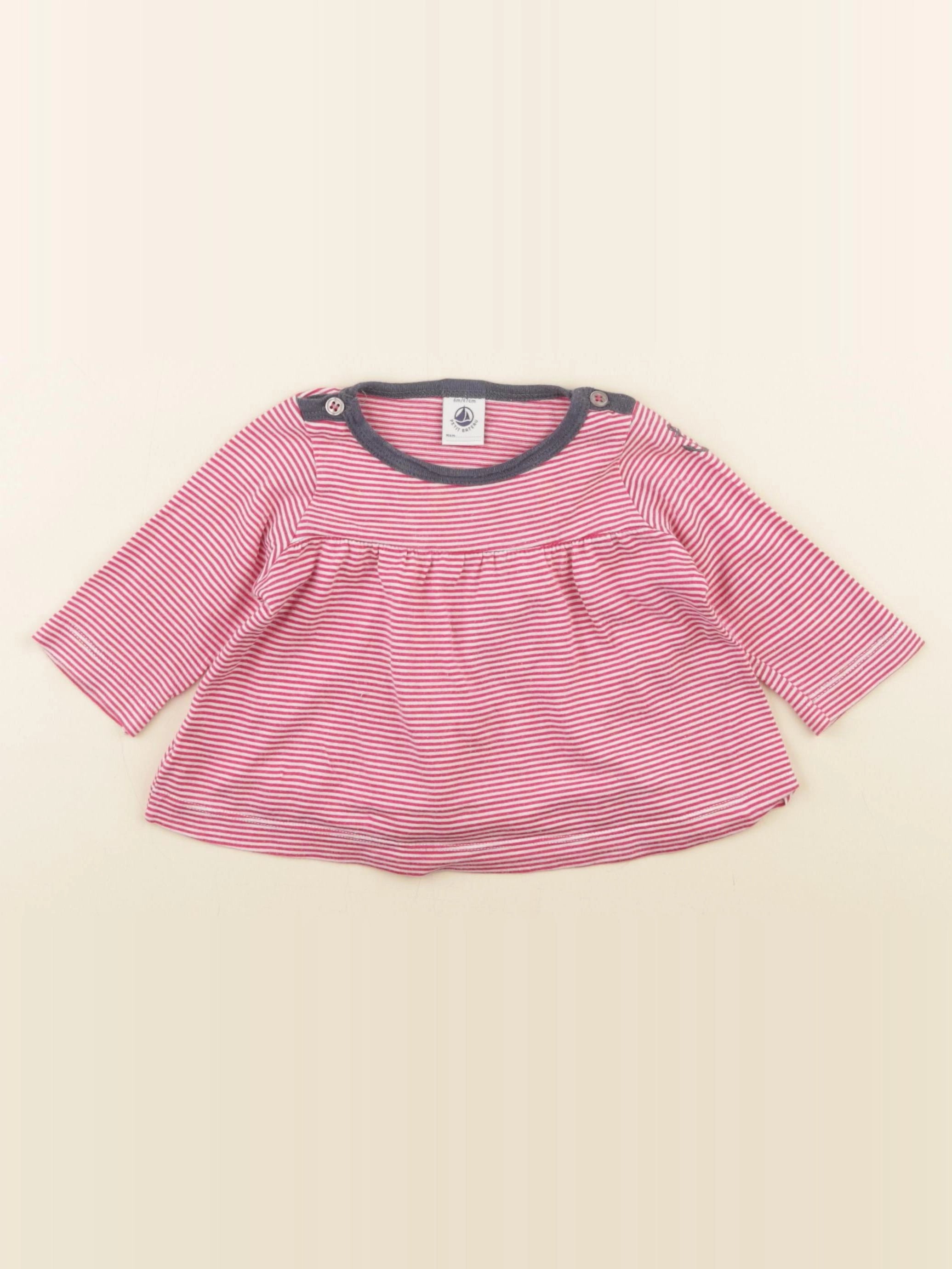 Petit Bateau - tee-shirt rose - 6 mois