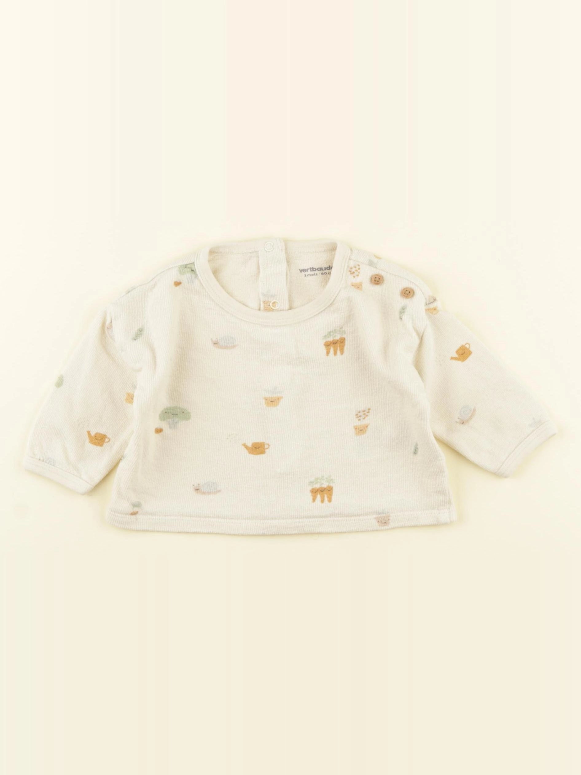 Vertbaudet - tee-shirt beige - 3 mois